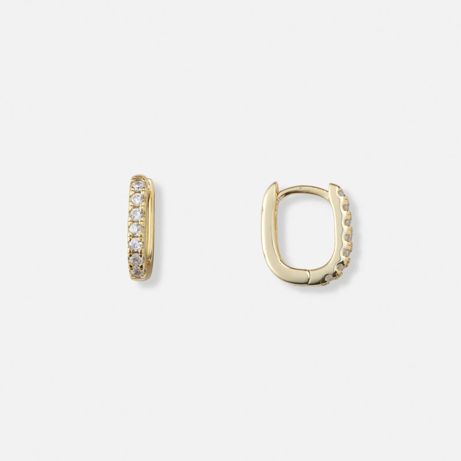 Guldpläterade silverörhängen, rektangulära hoops m stenar - 10x12mm