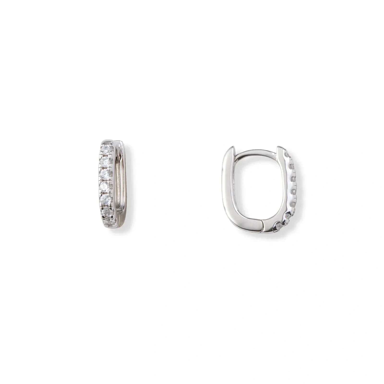Silverörhängen, rektangulära hoops m stenar - 10x12mm