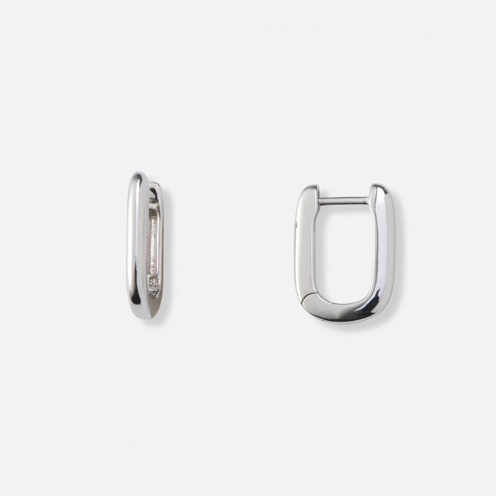 Silverörhängen, rektangulära hoops - 10x14mm