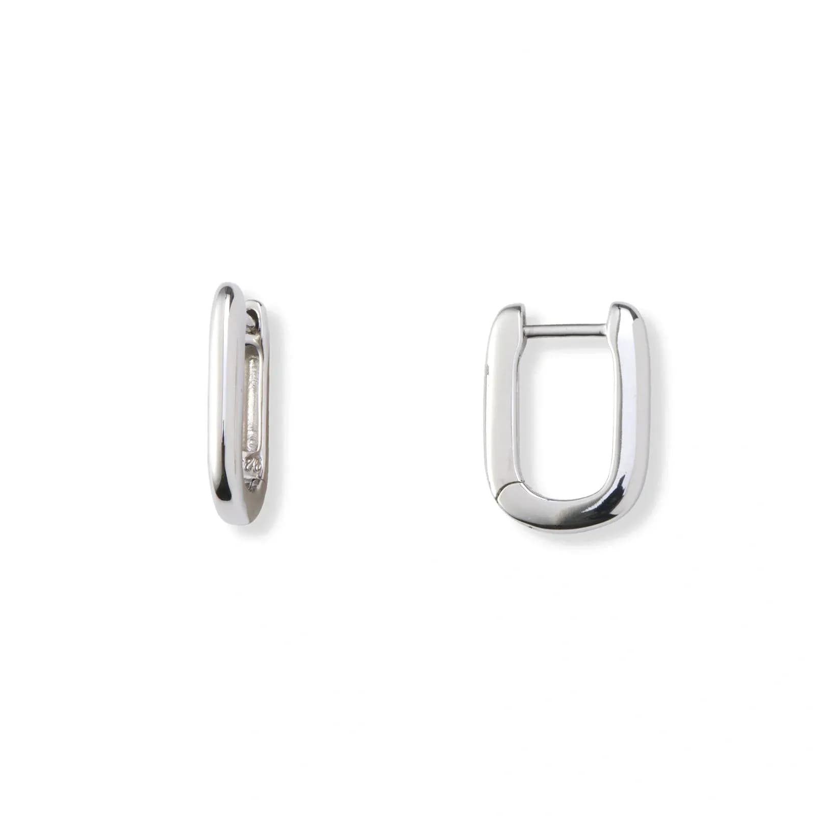 Silverörhängen, rektangulära hoops - 10x14mm