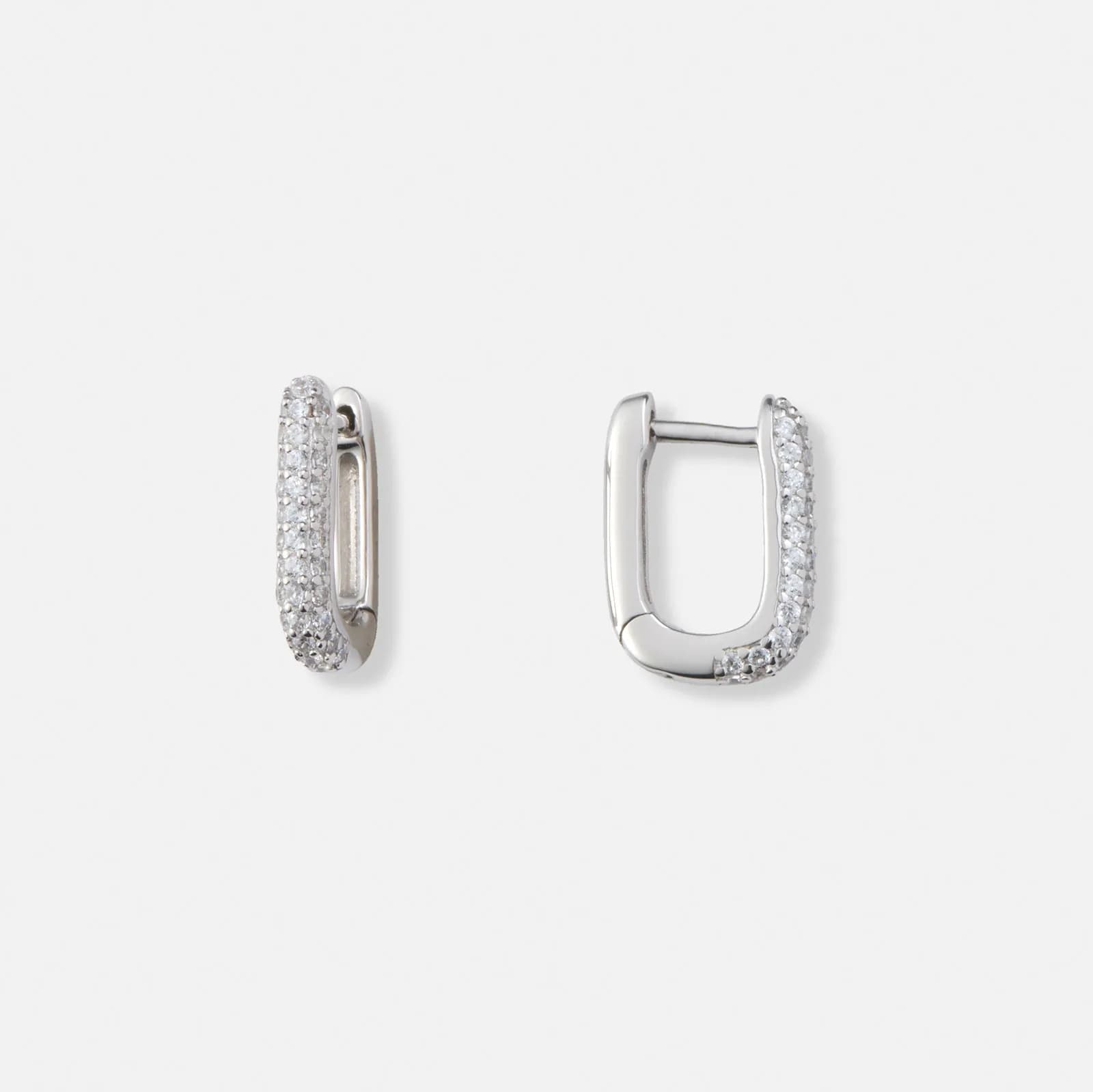 Silverörhängen, rektangulära hoops m stenar - 10x14mm