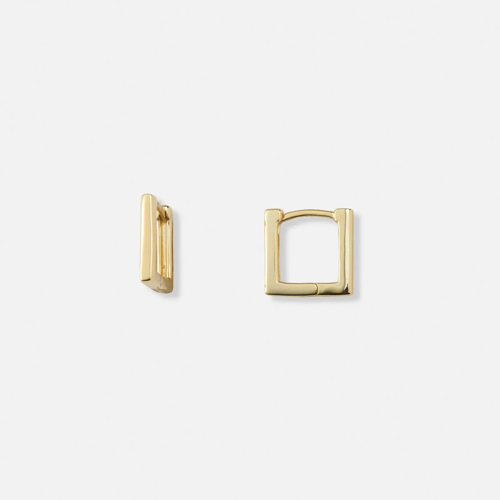Guldpläterade silverörhängen, fyrkantiga hoops - 12mm
