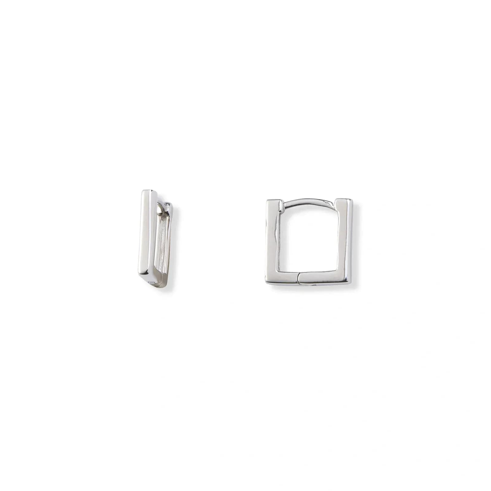 Silverörhängen, fyrkantiga hoops - 12mm
