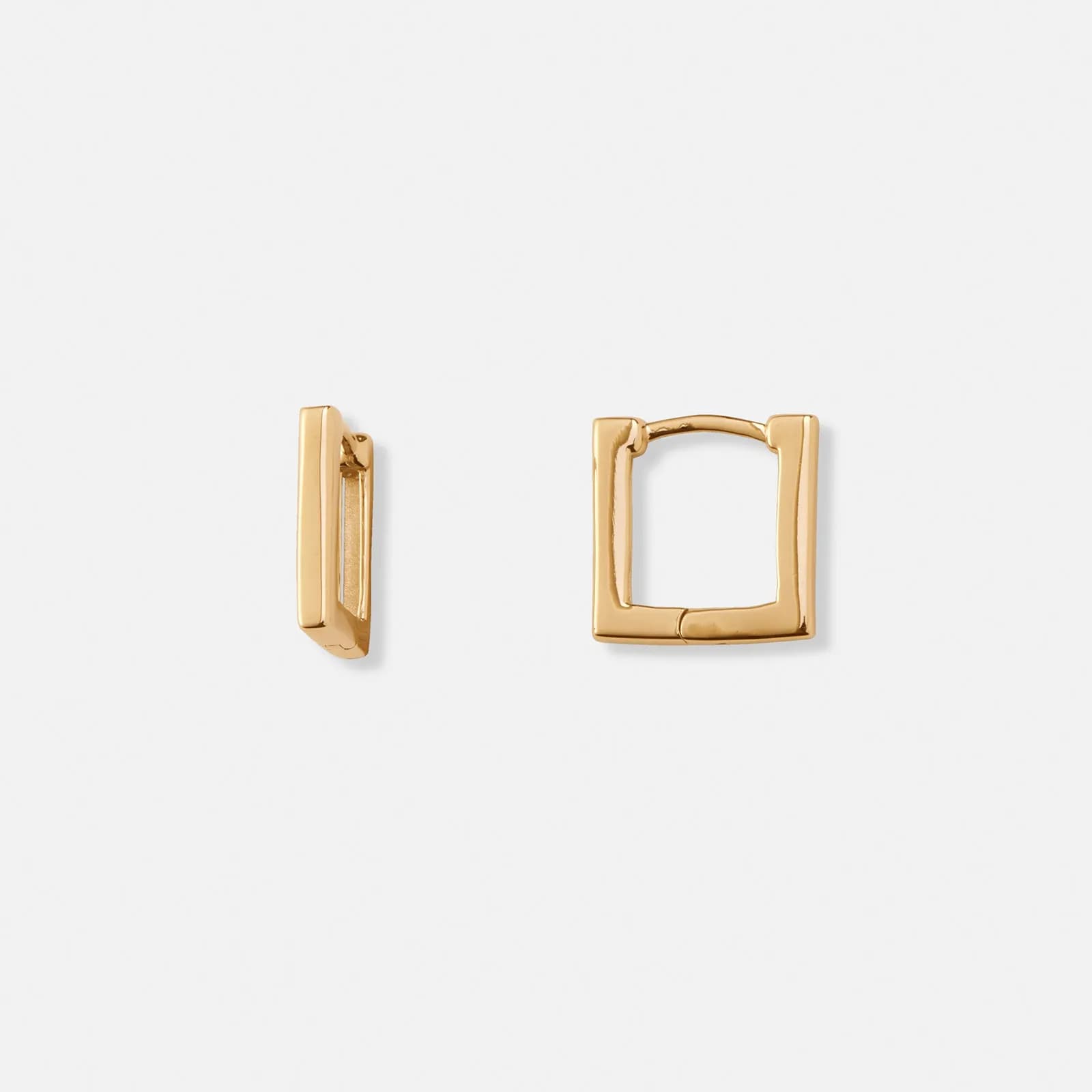 Guldpläterade silverörhängen, fyrkantiga hoops - 14mm