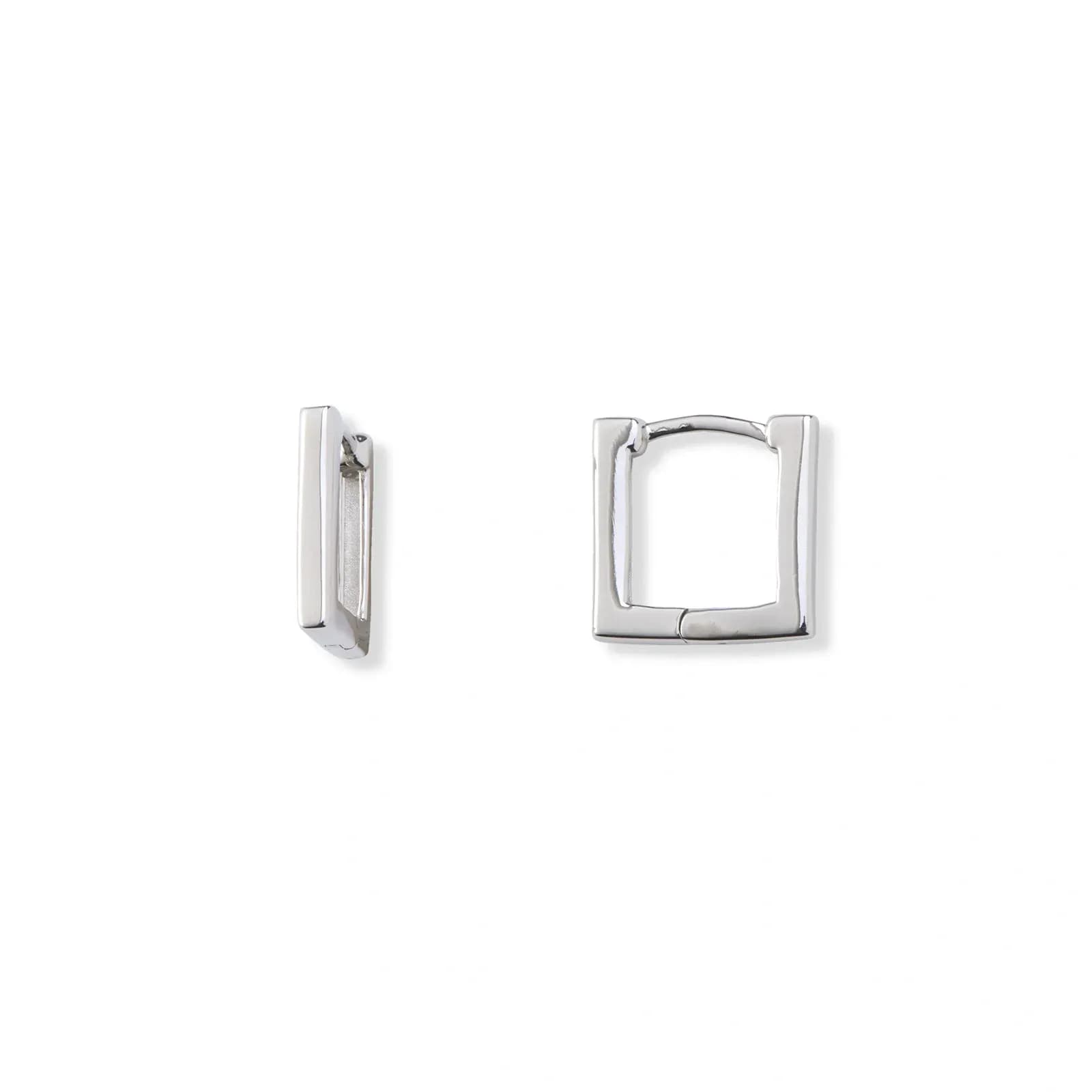 Silverörhängen, fyrkantiga hoops - 14mm