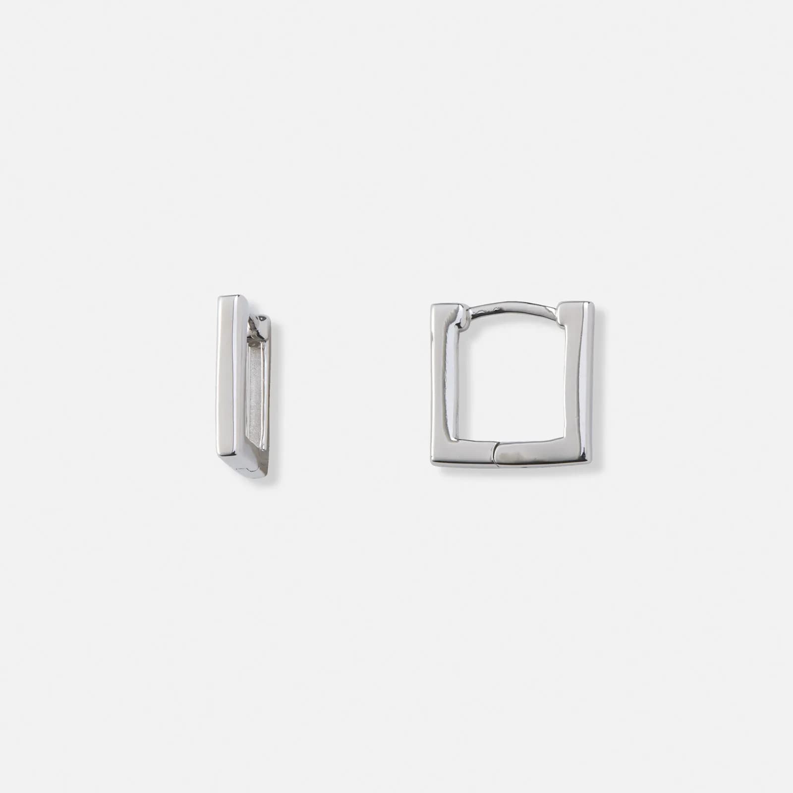 Silverörhängen, fyrkantiga hoops - 14mm