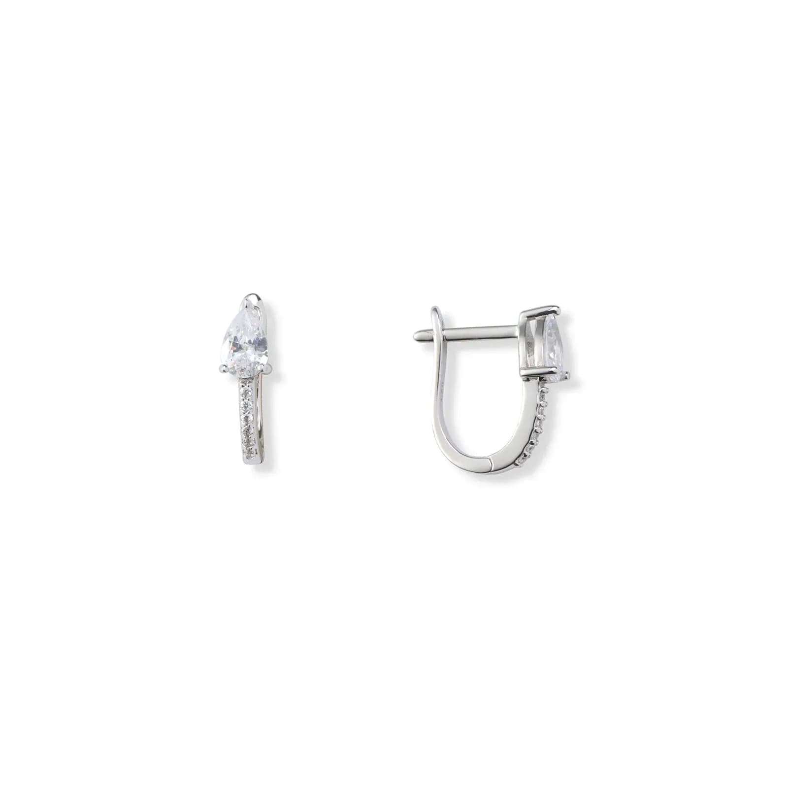Silverörhängen, droppformade Kubisk Zirkonia - 12mm