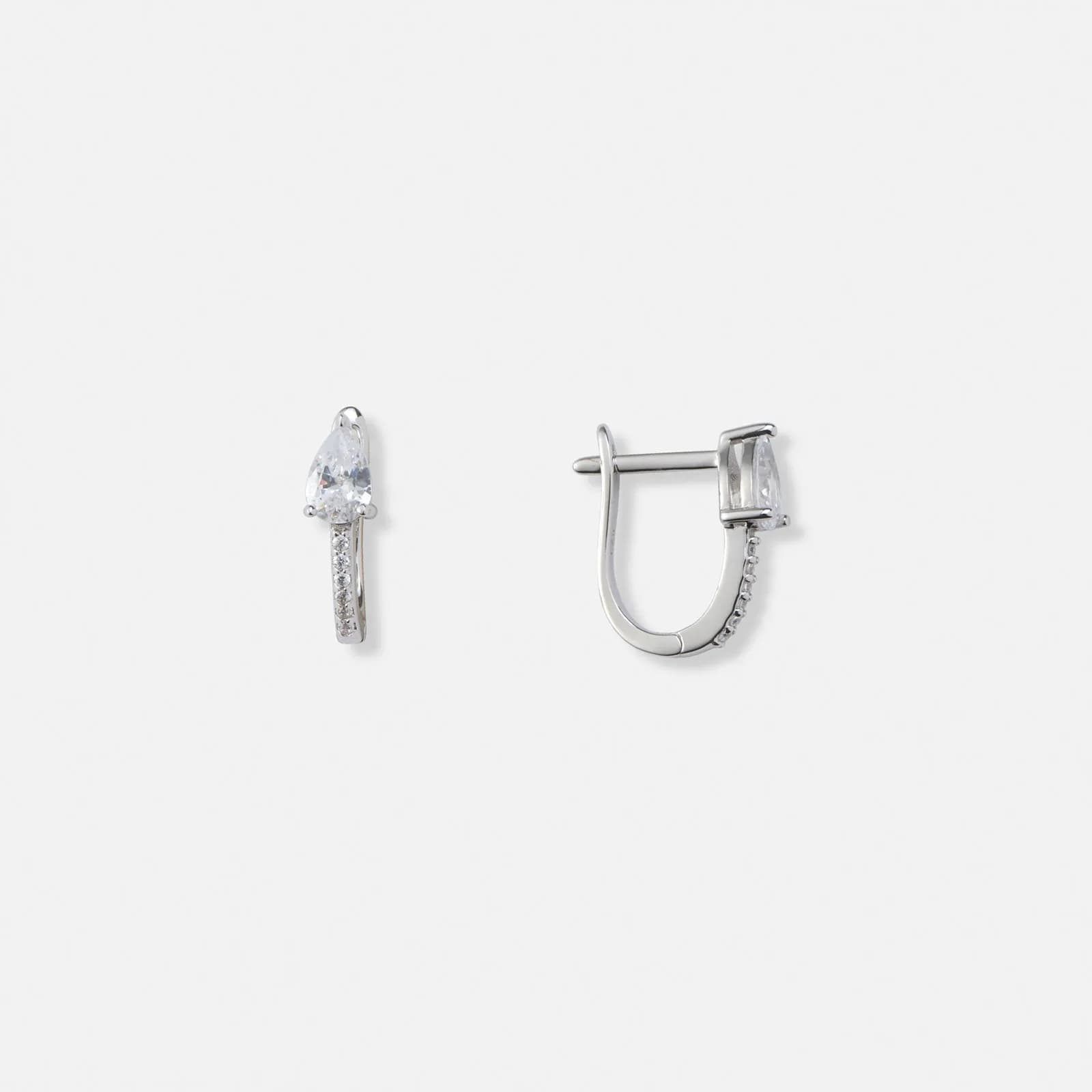 Silverörhängen, droppformade Kubisk Zirkonia - 12mm
