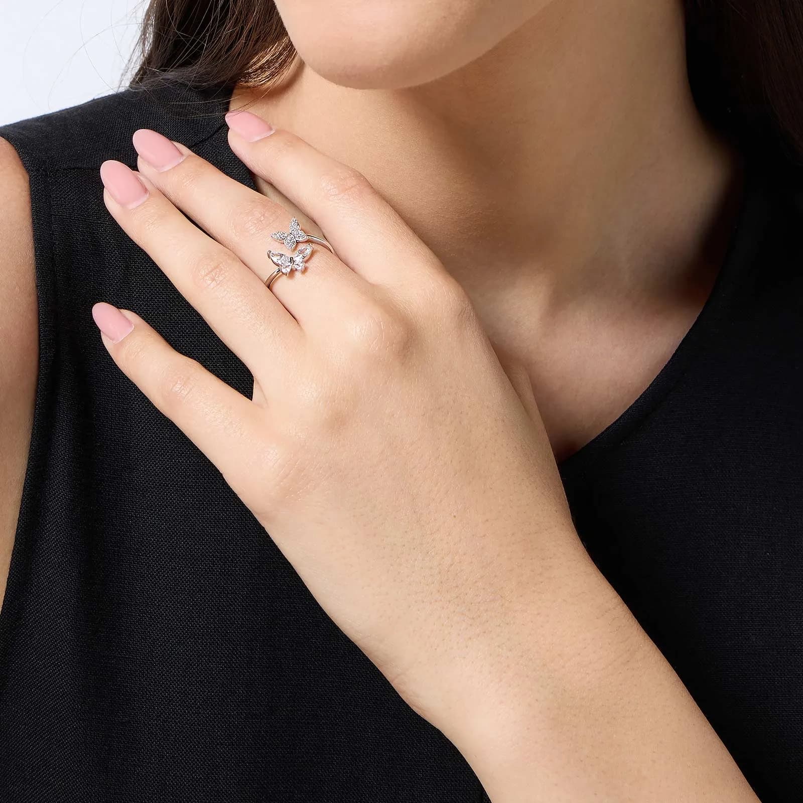 Ring i äkta silver - fjärilar 2