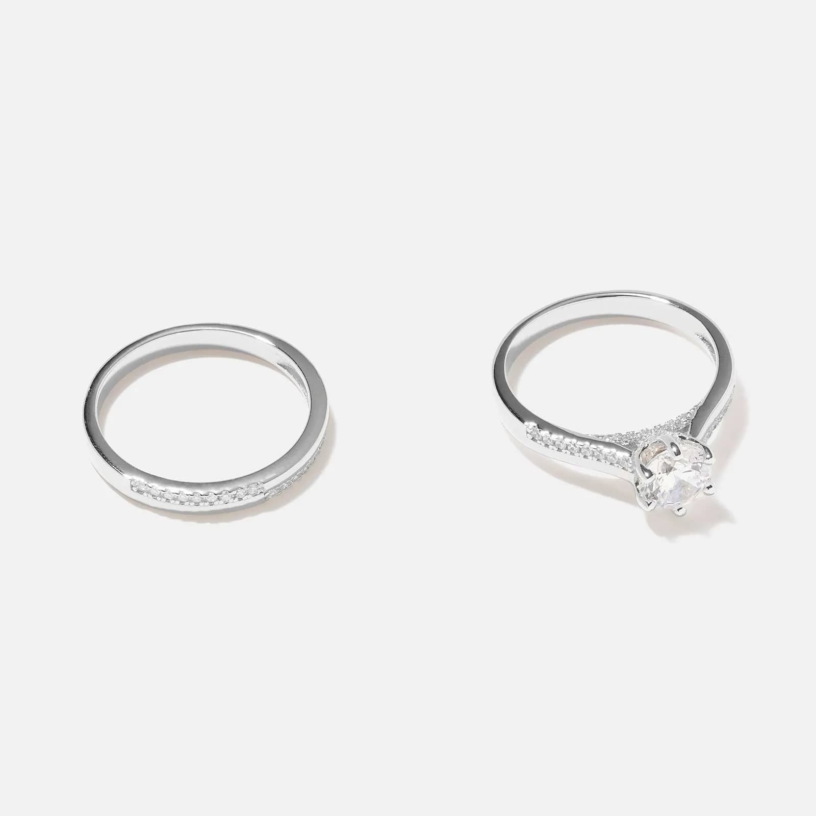 Dubbelring i äkta silver - sidostensring + halvallians 1