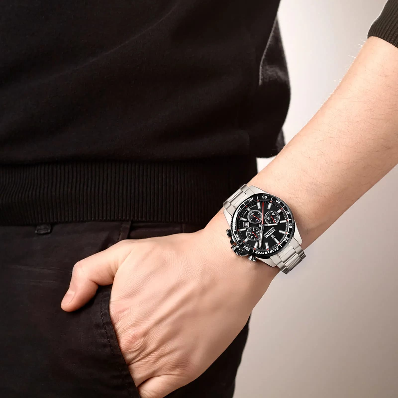 Festina Timeless Chronograph herr svart/stål, metallband - F20560/6 4