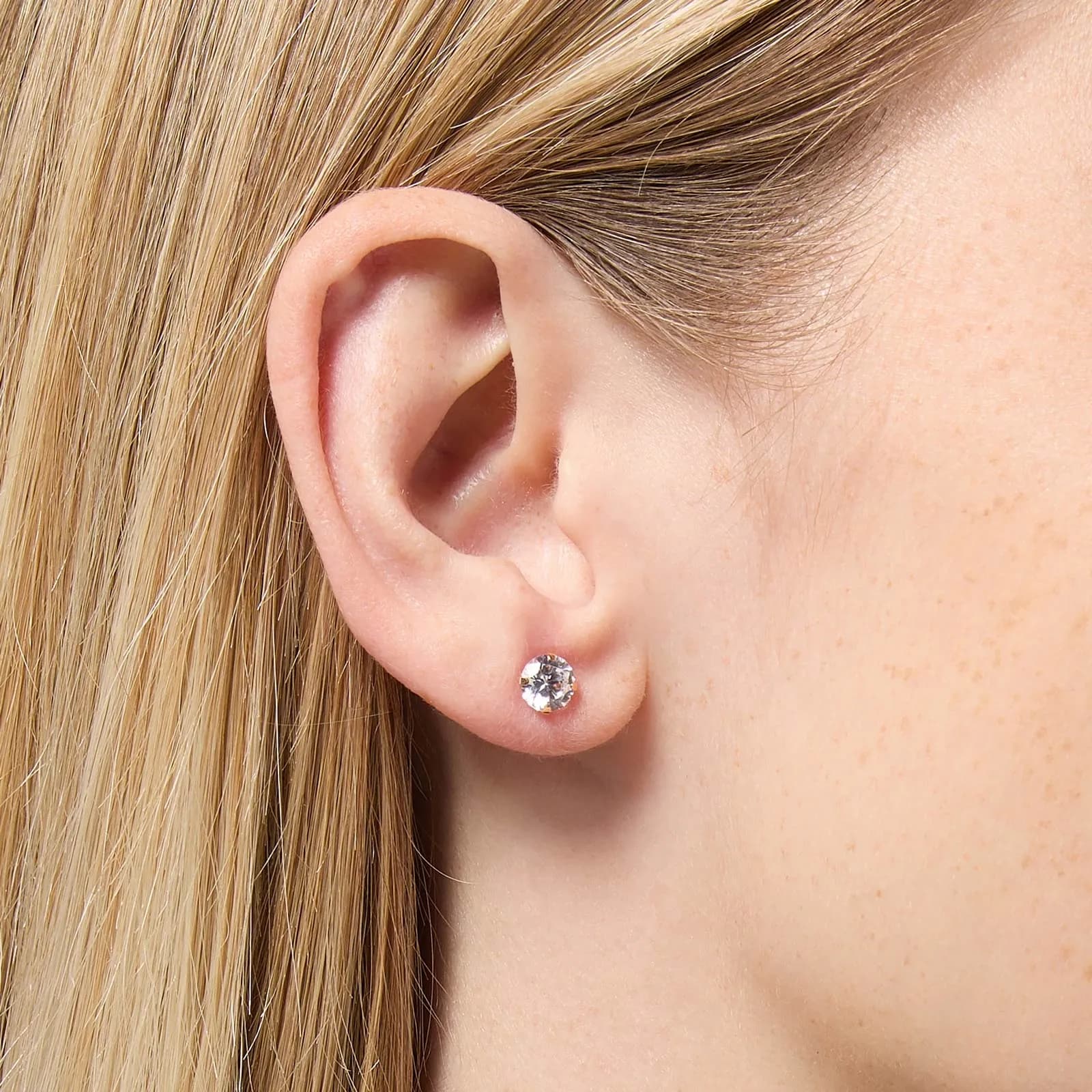 Örhängen 18k guld - Kubisk Zirkonia 6 mm 2