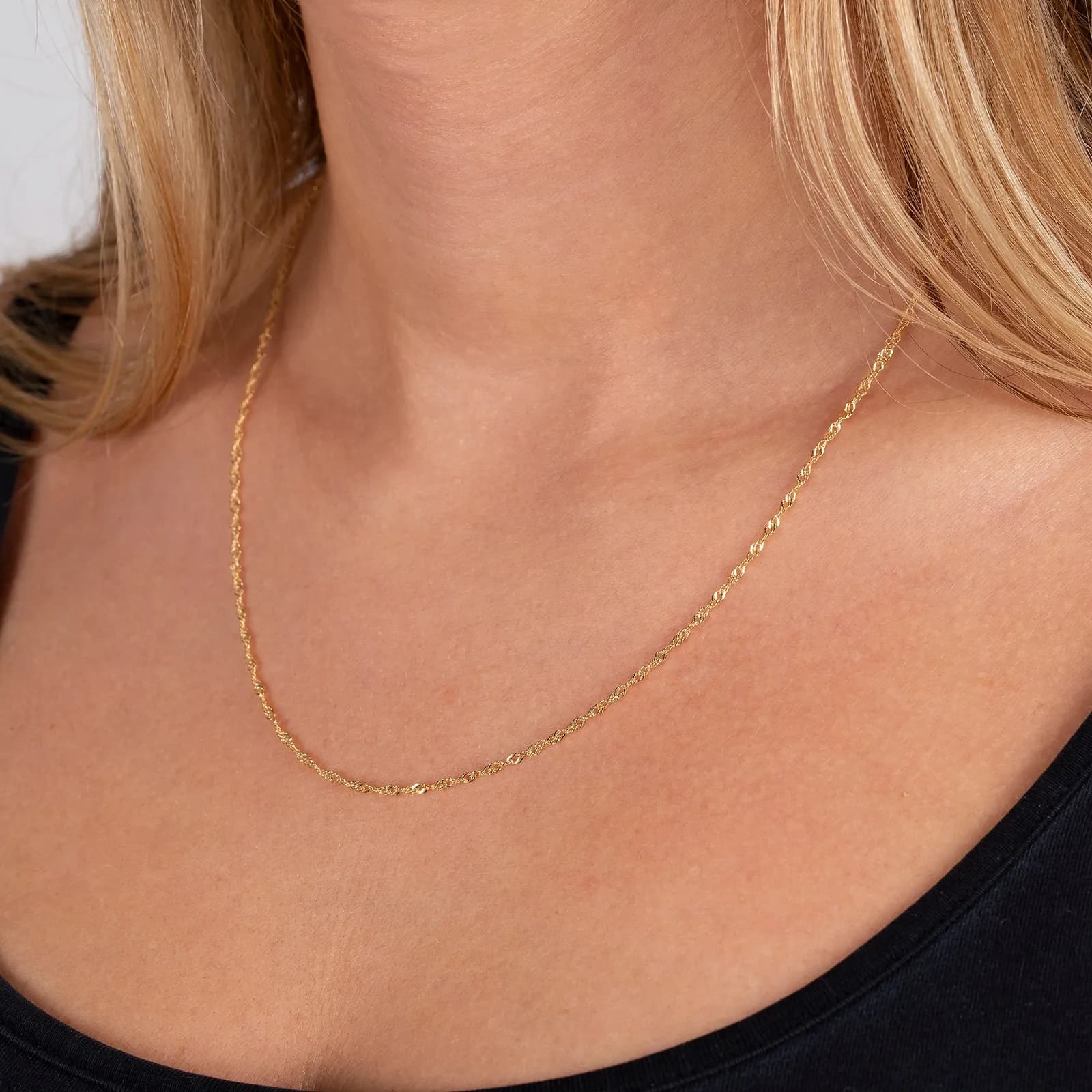 Halsband 18k guld - Singaporekedja 45+5 cm 2