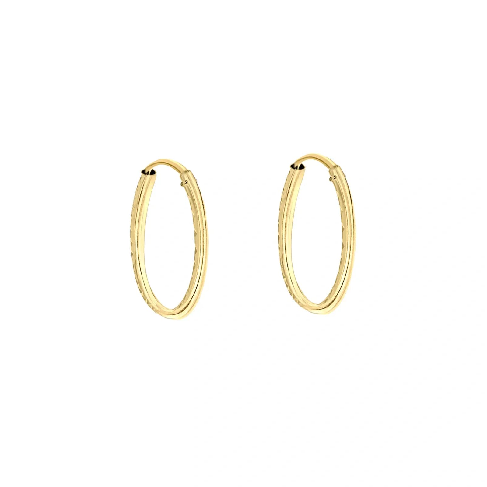 Örhängen 9k guld - mönstrade hoops 13 mm