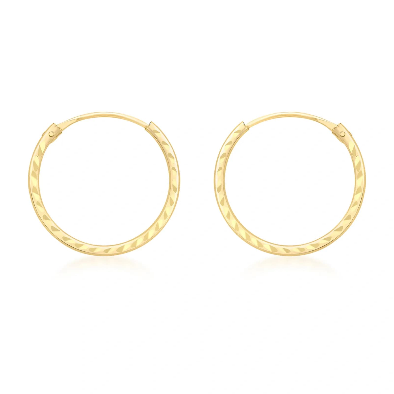 Örhängen 9k guld - mönstrade hoops 15 mm 2