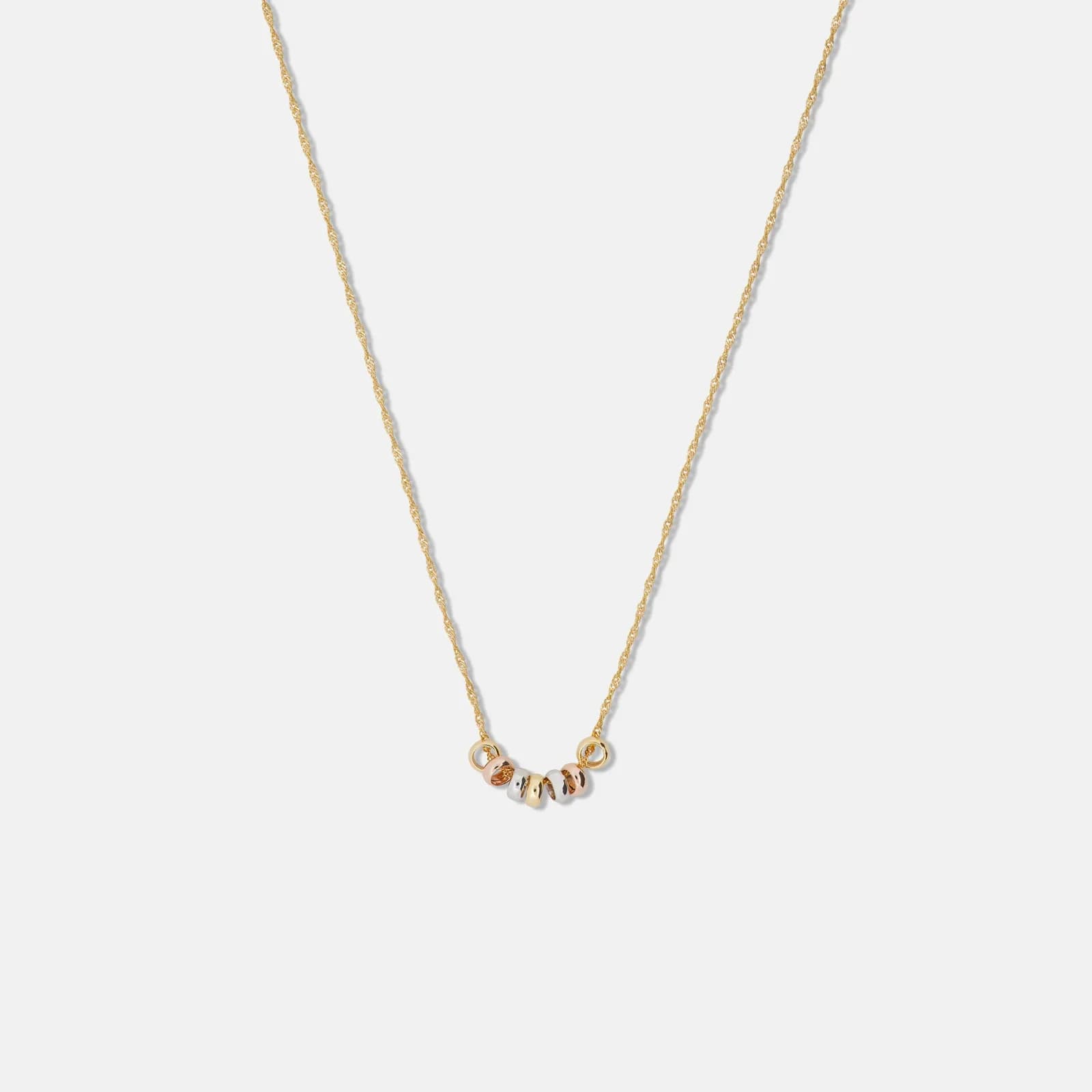 Halsband 9k guld - berlocker tricolor - 41 cm