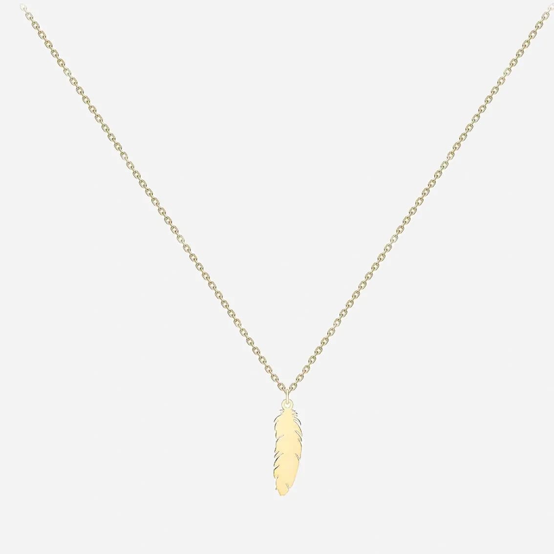 Halsband 9k guld - fjäder 41-46 cm