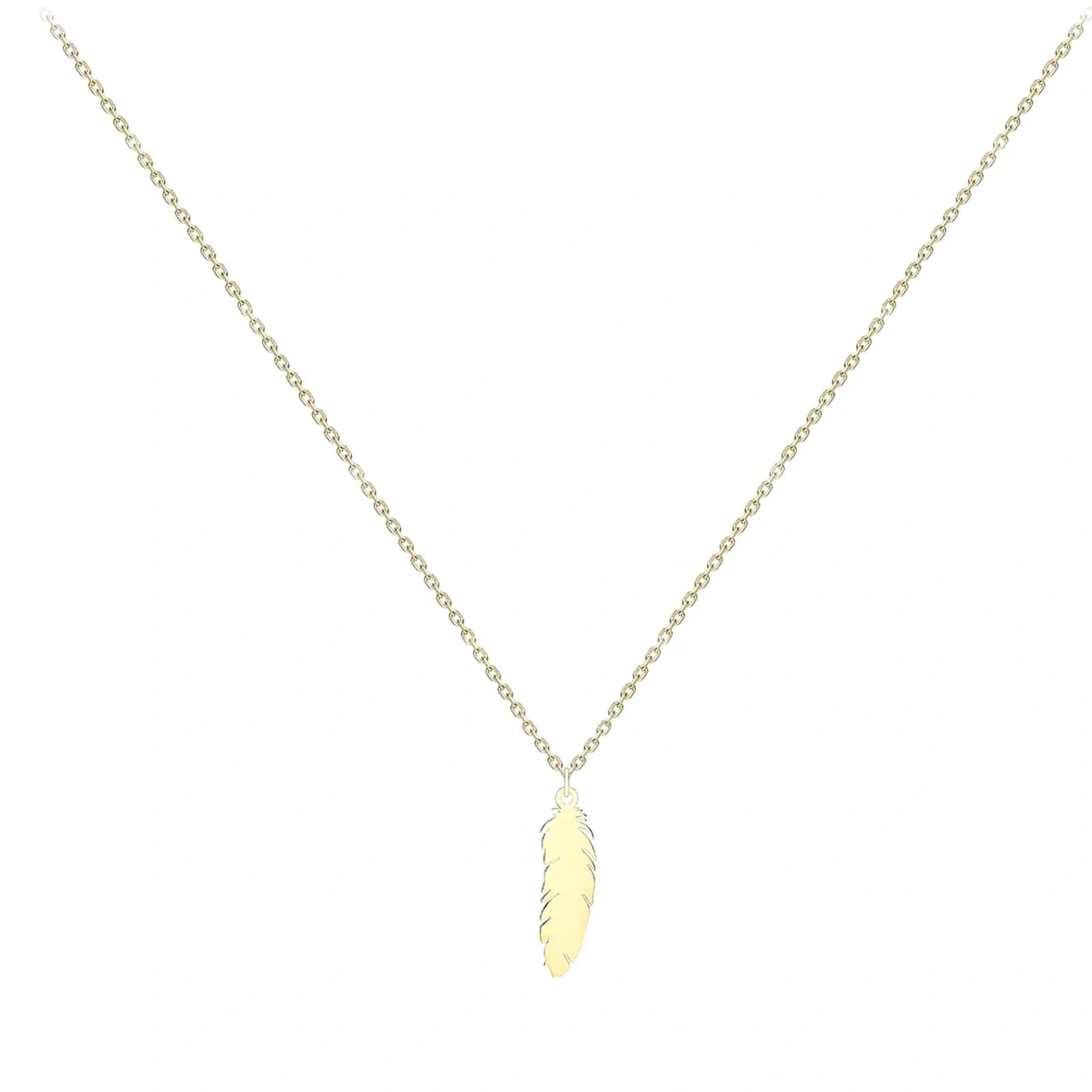 Halsband 9k guld - fjäder 41-46 cm