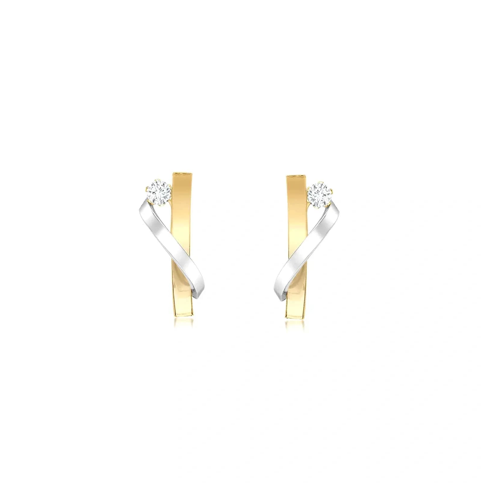 Örhängen 9k guld - bicolor 6x15 mm