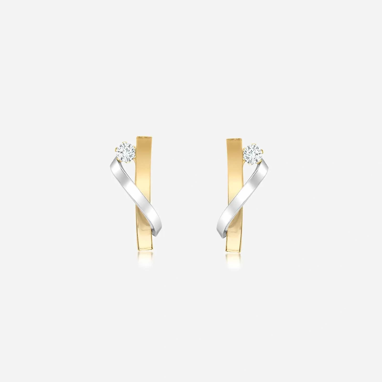 Örhängen 9k guld - bicolor 6x15 mm