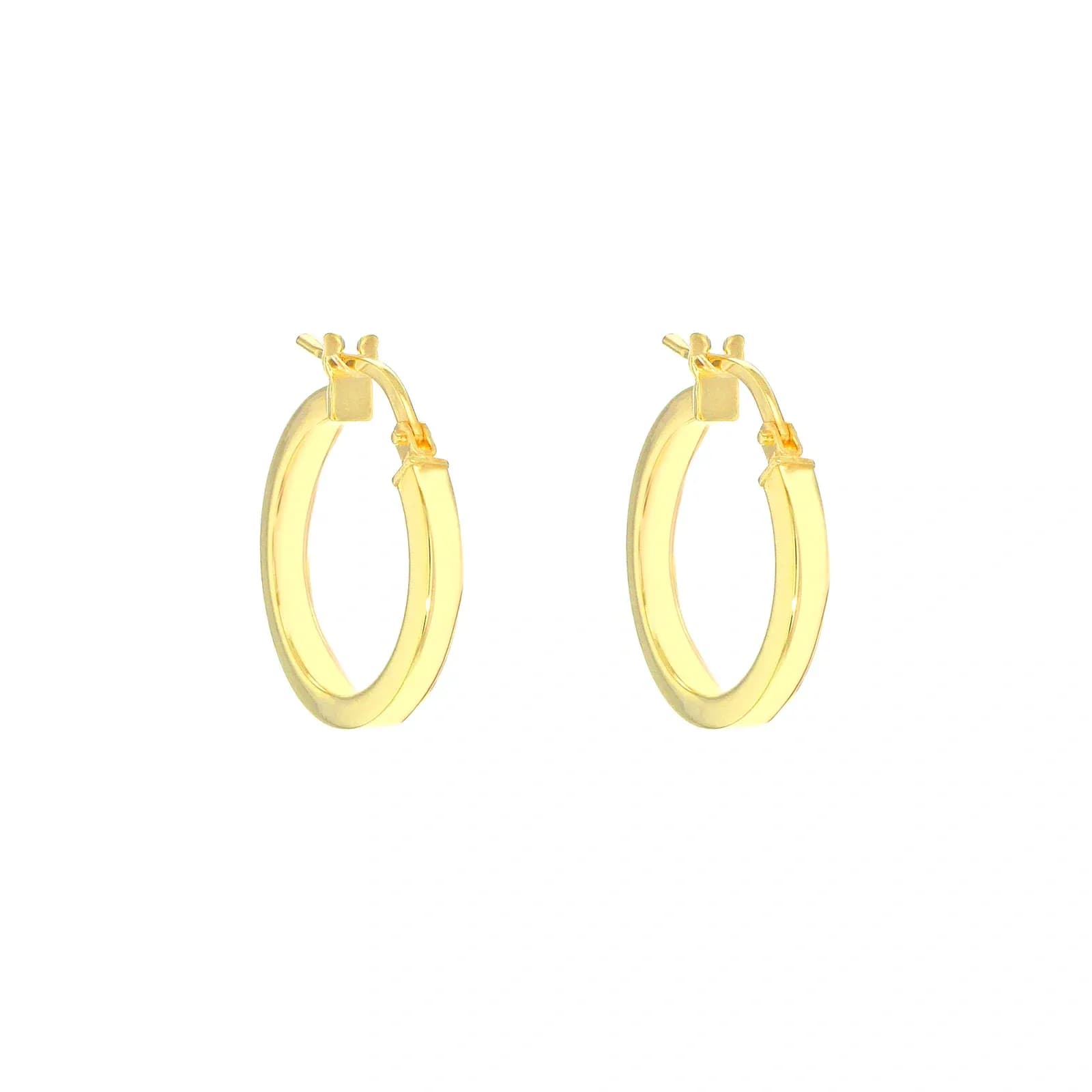 Örhängen 9k guld - platta hoops 16 mm