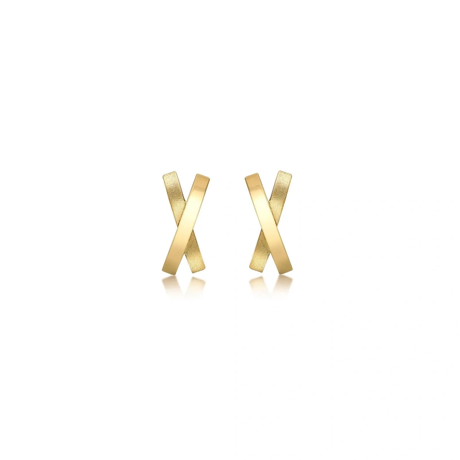 Örhängen 9k guld - kryss 7x16 mm