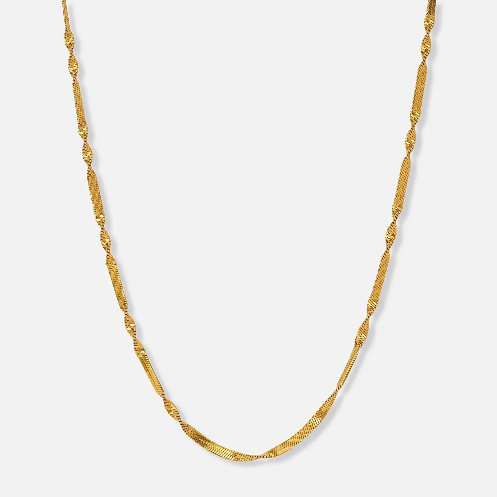 Guldpläterat stålhalsband twist chain - 40+5cm
