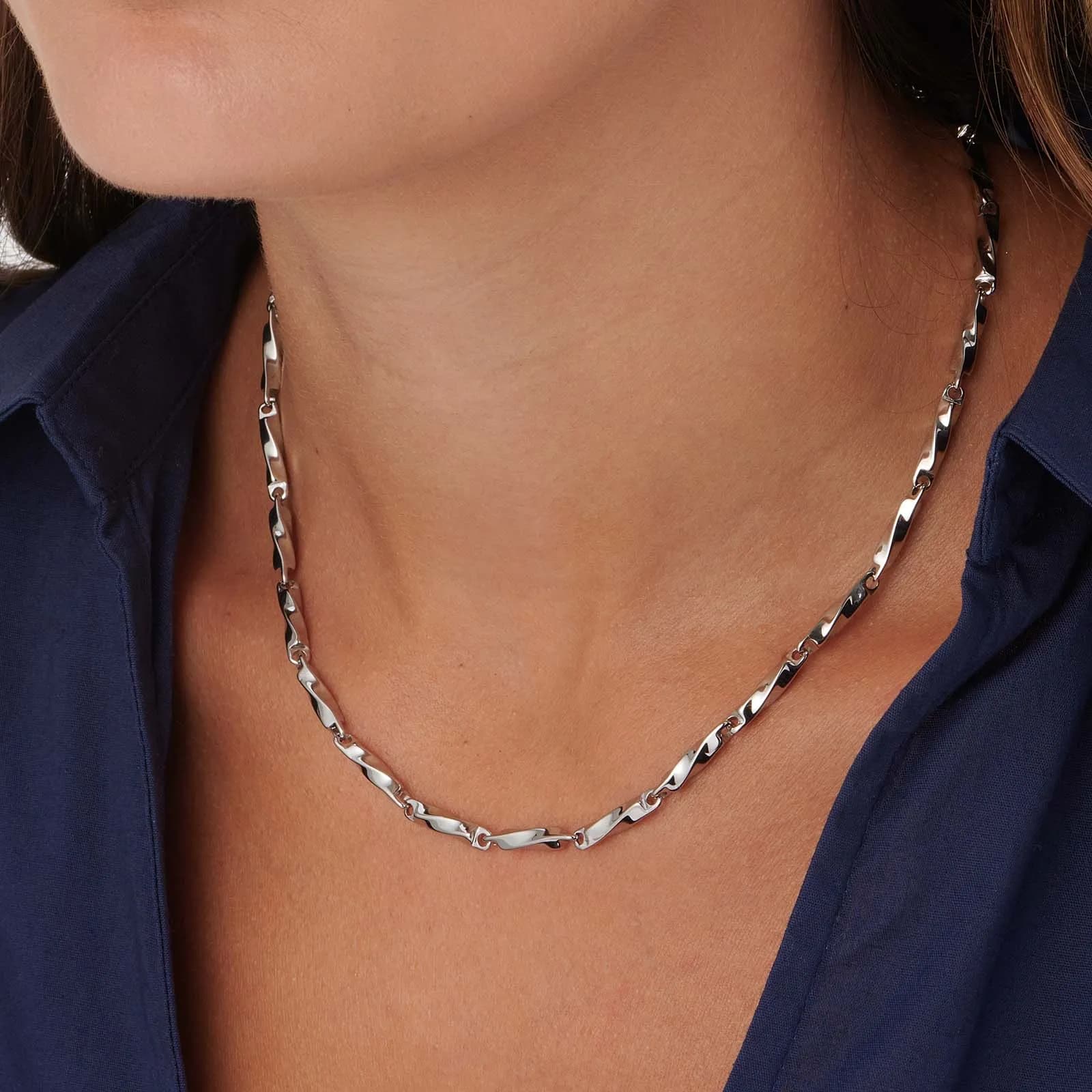 Stålhalsband twist chain - 41+5,5cm 2