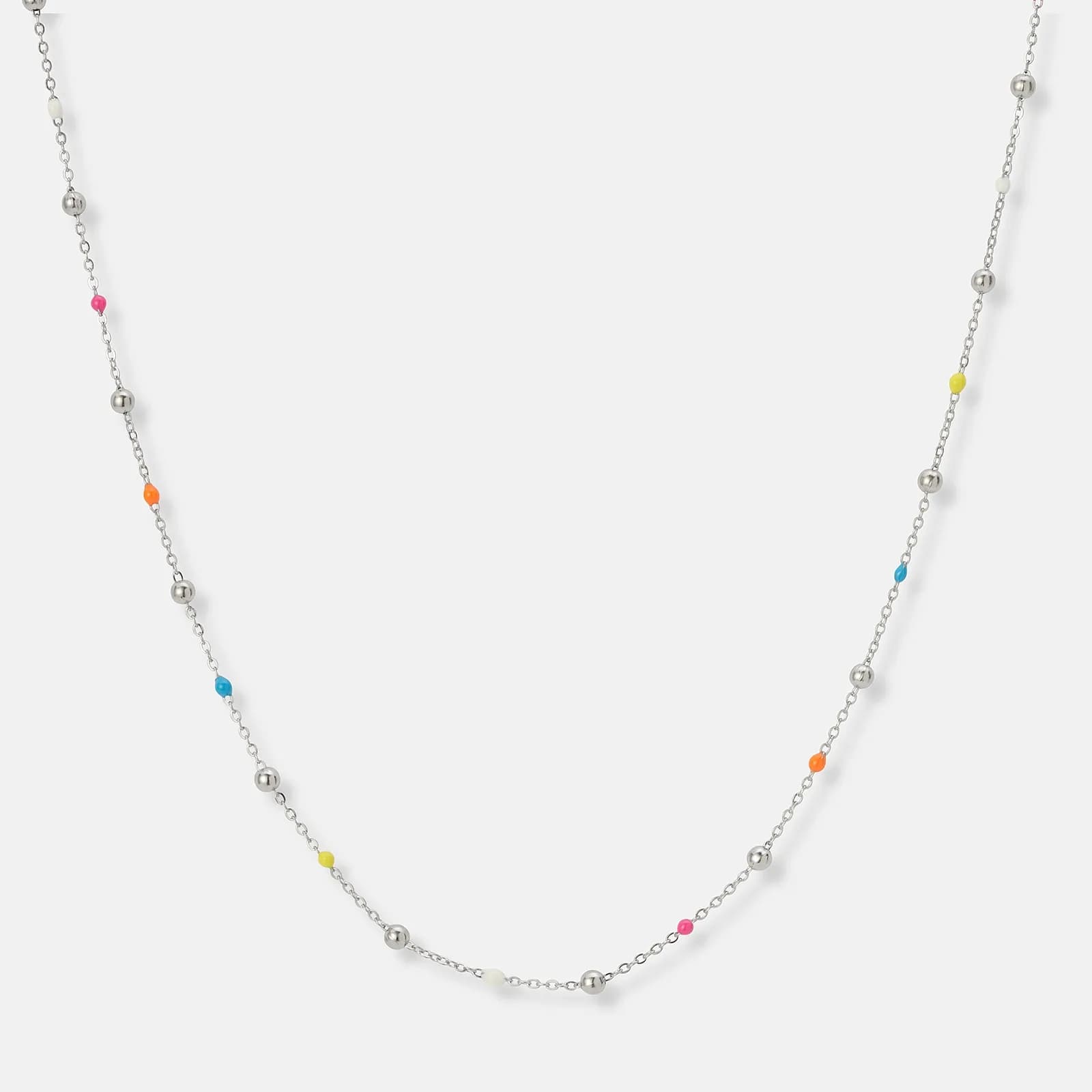 Stålsmycken by Ur & Penn Vackert stålhalsband med emaljkulor . Detta halsband är 40 cm långt med en förlängningsdel på 6 cm.