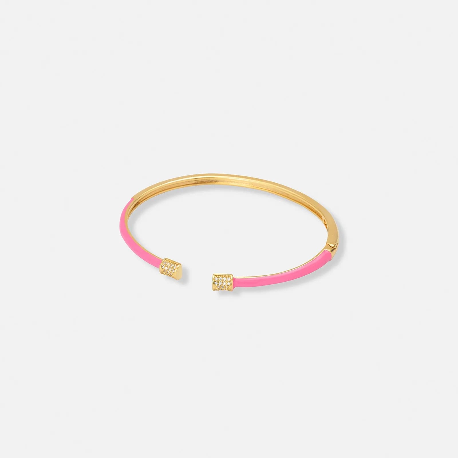 Guldpläterat armband, bangle rosa detaljer - 60x50 mm