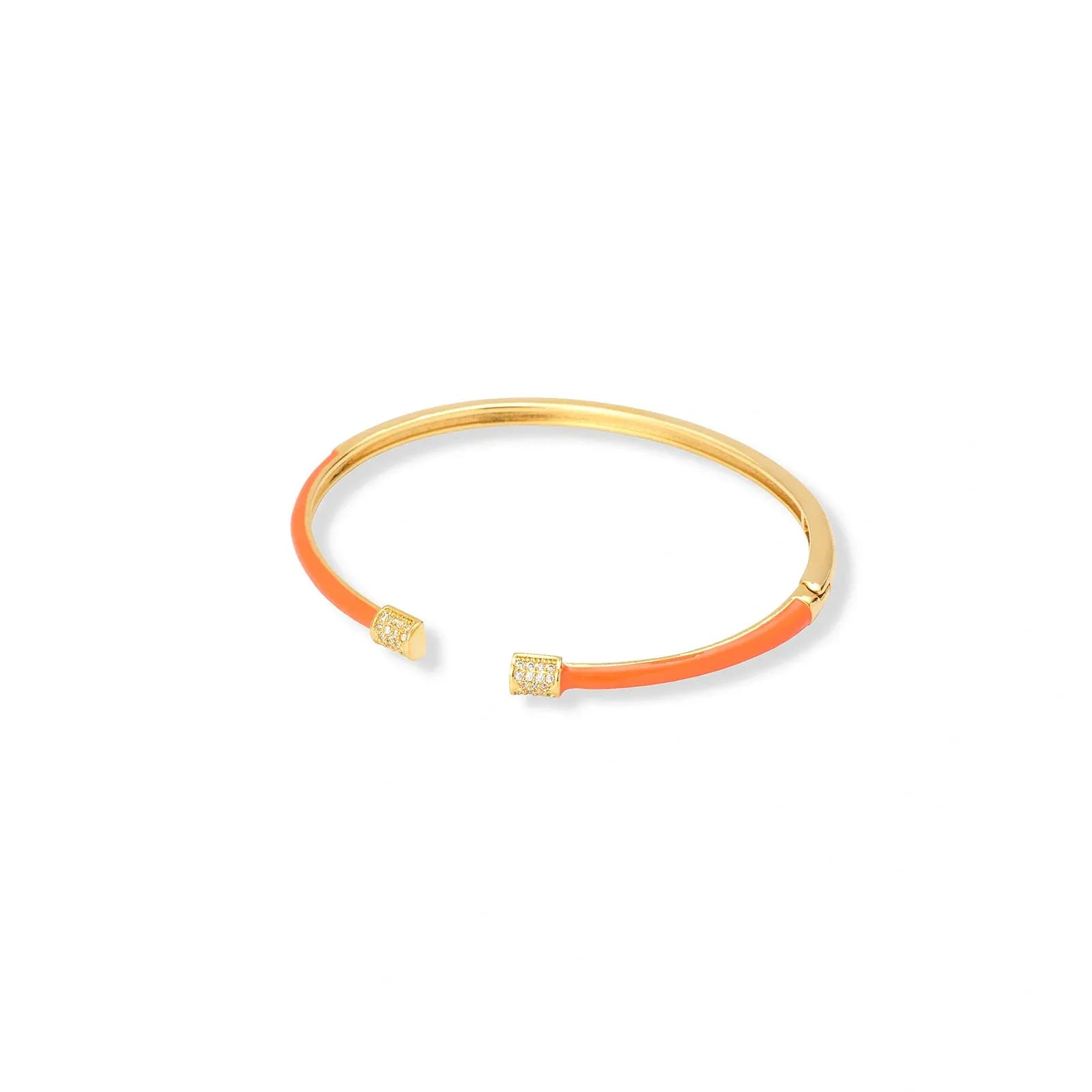 Guldpläterat armband, bangle orange detaljer - 60x50 mm
