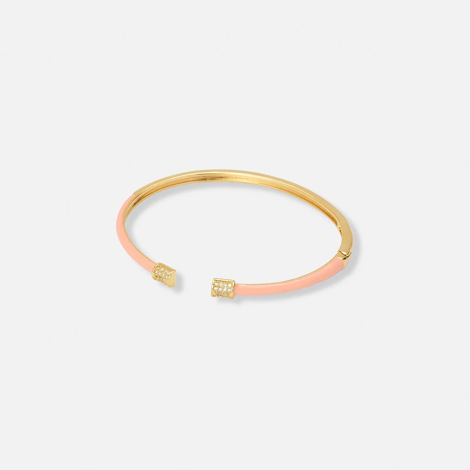 Guldpläterat armband, bangle ljusrosa detaljer - 60x50 mm