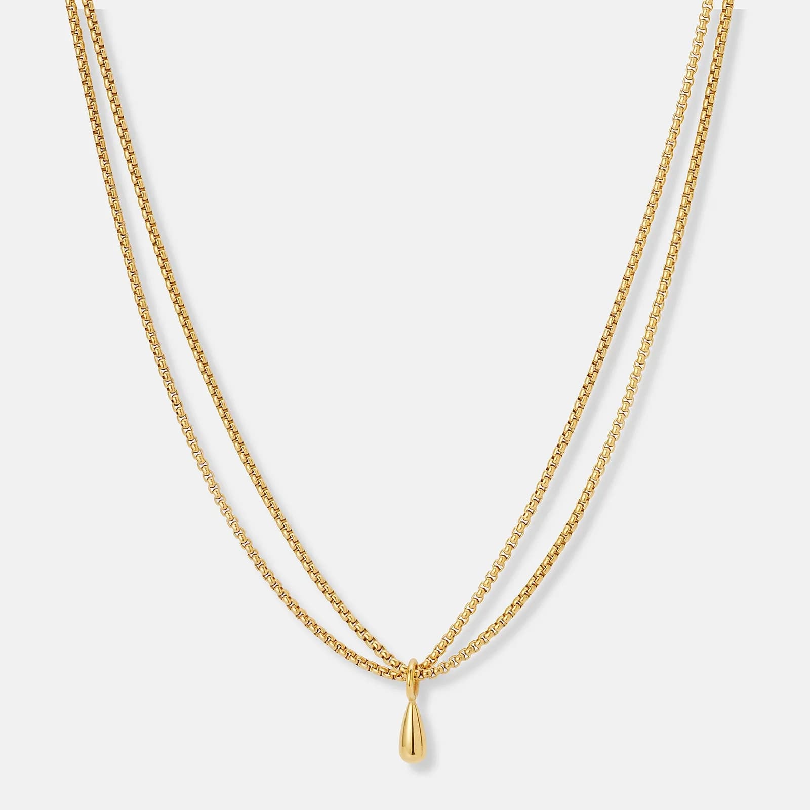 Tvåradigt guldpläterat halsband med droppe - 40+5cm
