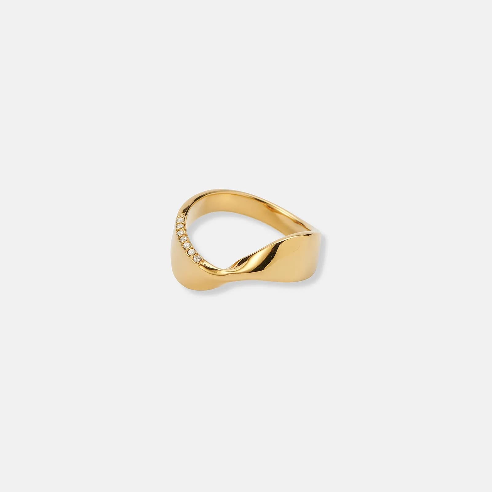 Ring i guldpläterat stål - wave