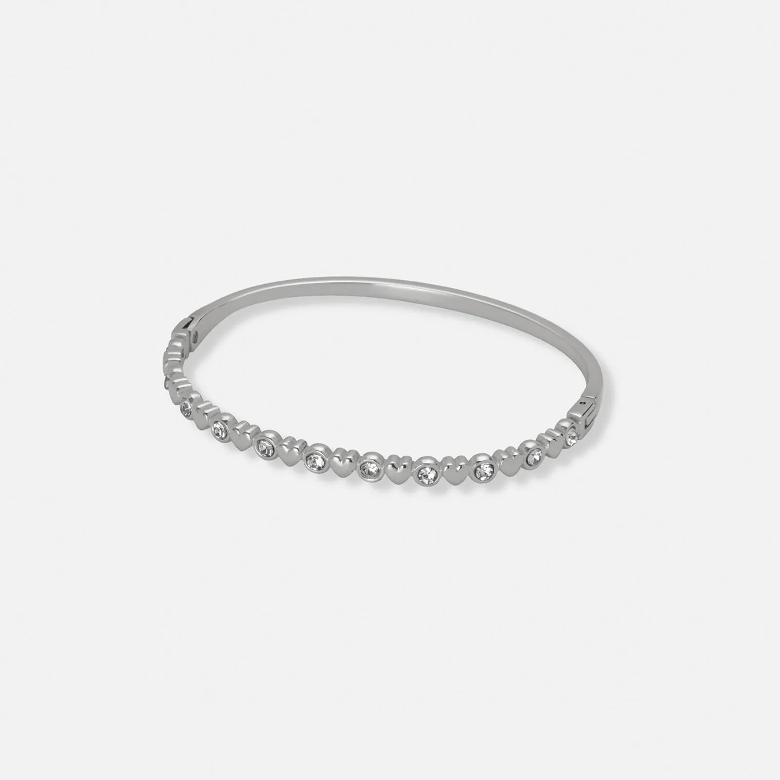 Stålarmband, bangle med hjärtan och stenar - 61mm omkrets