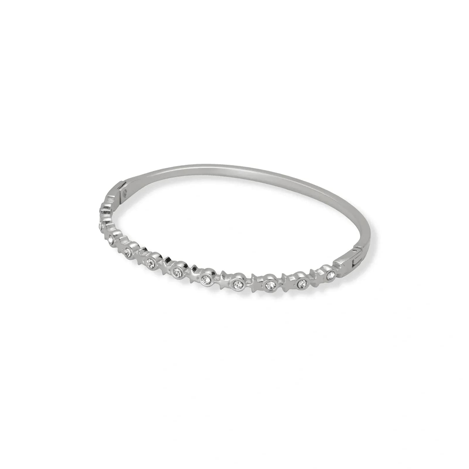 Stålarmband, bangle med stjärnor och stenar - 61mm omkrets