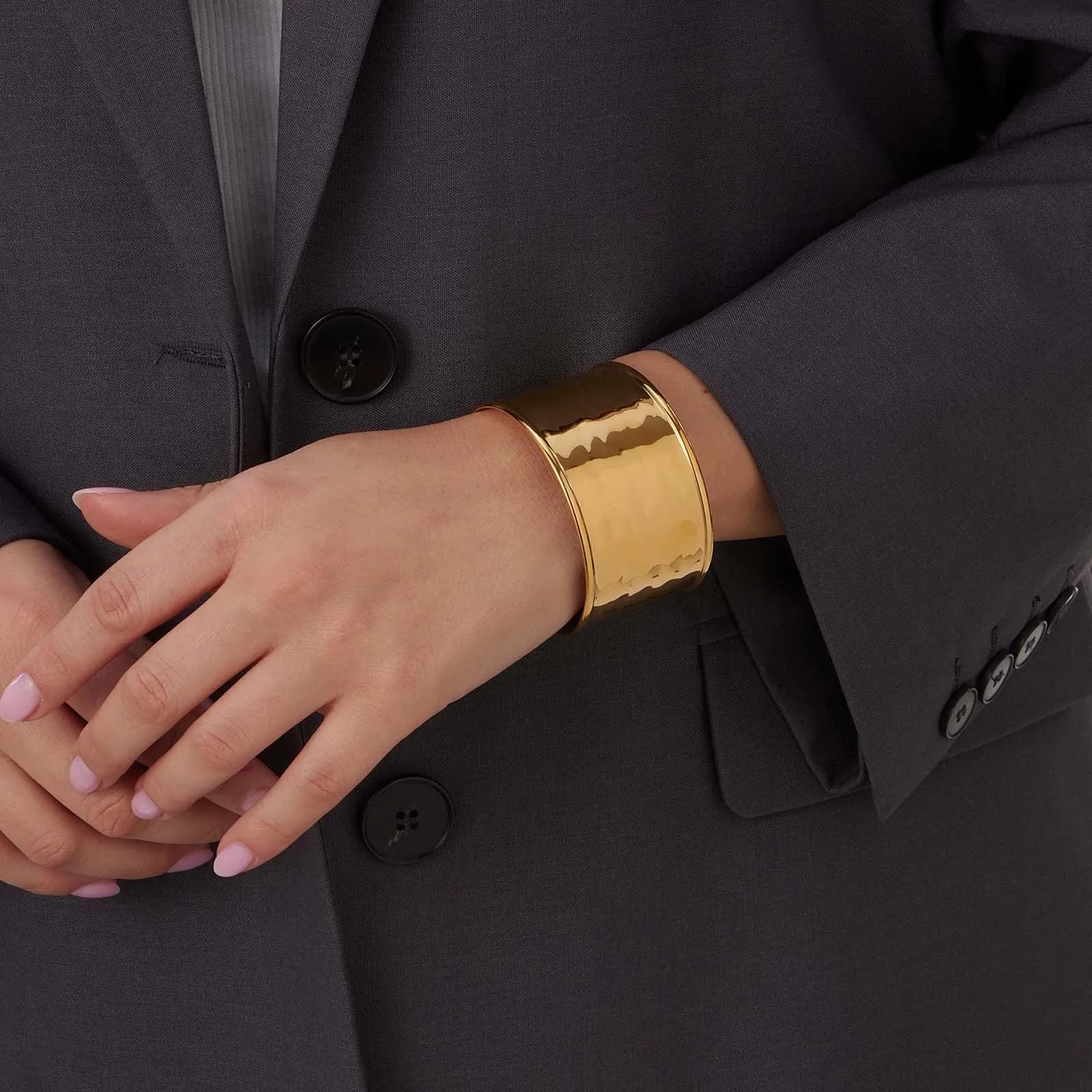 Guldpläterat stålarmband, bangle - 36mm bred 2