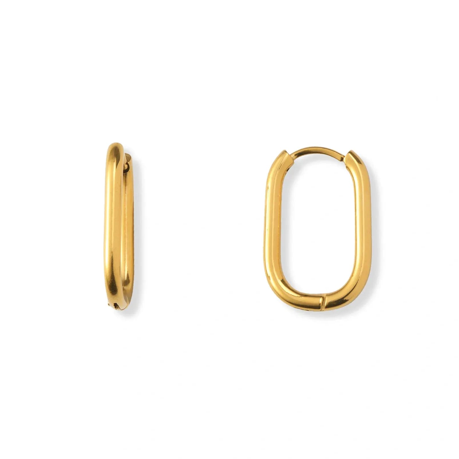 Guldpläterade stålörhängen, ovala hoops - 12x18mm
