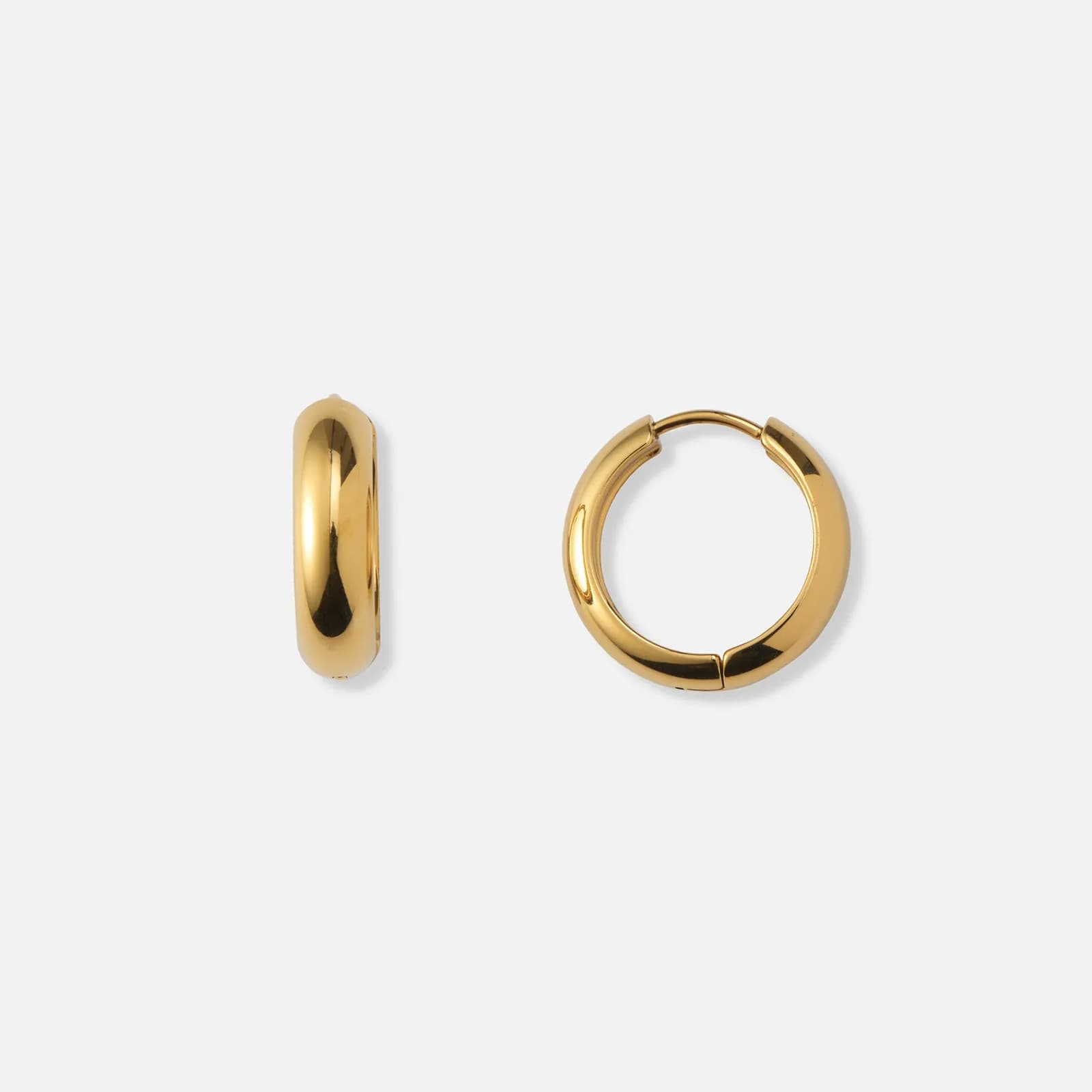 Guldpläterade stålörhängen, rörformade hoops - 18mm