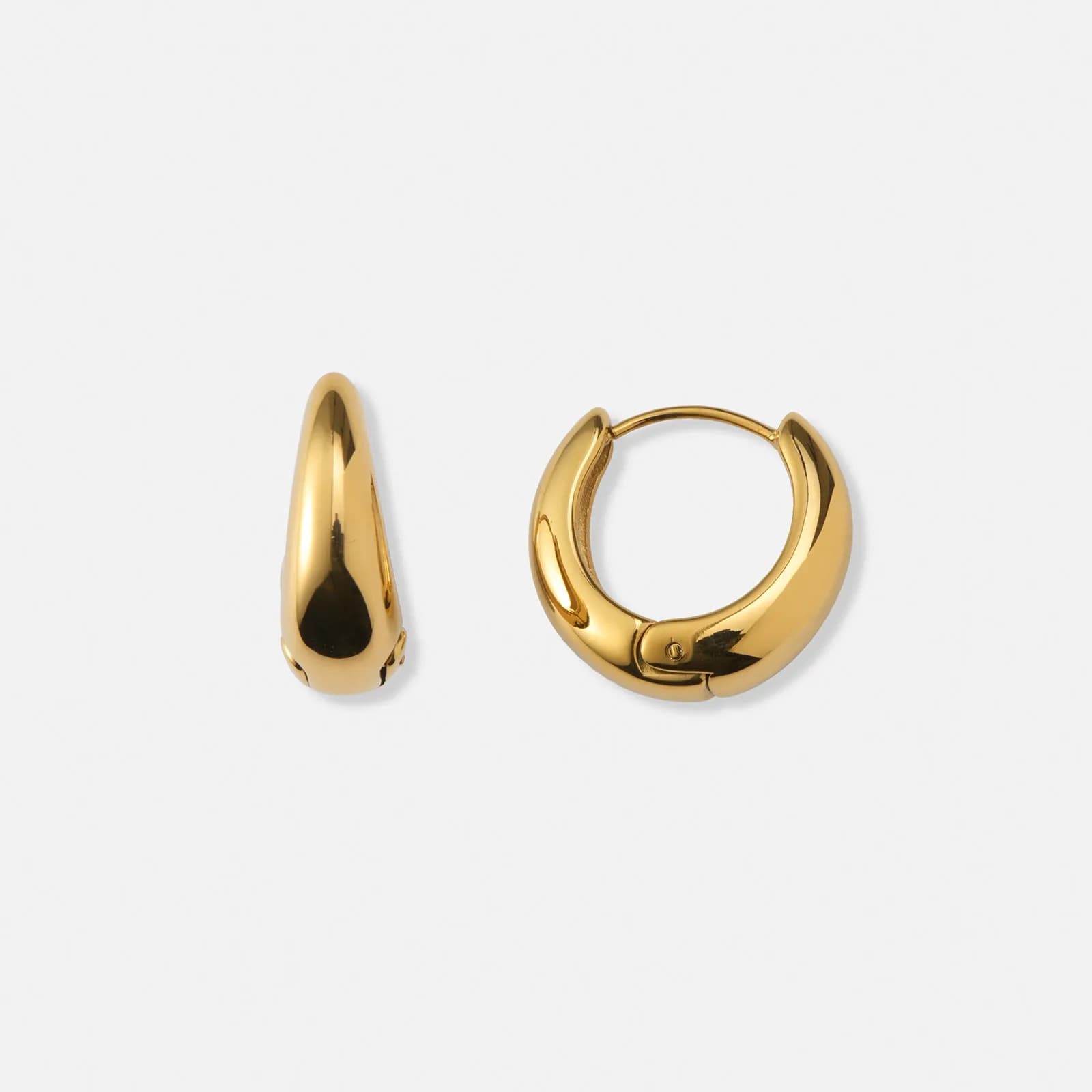 Guldpläterade stålörhängen, docerade hoops - 22mm