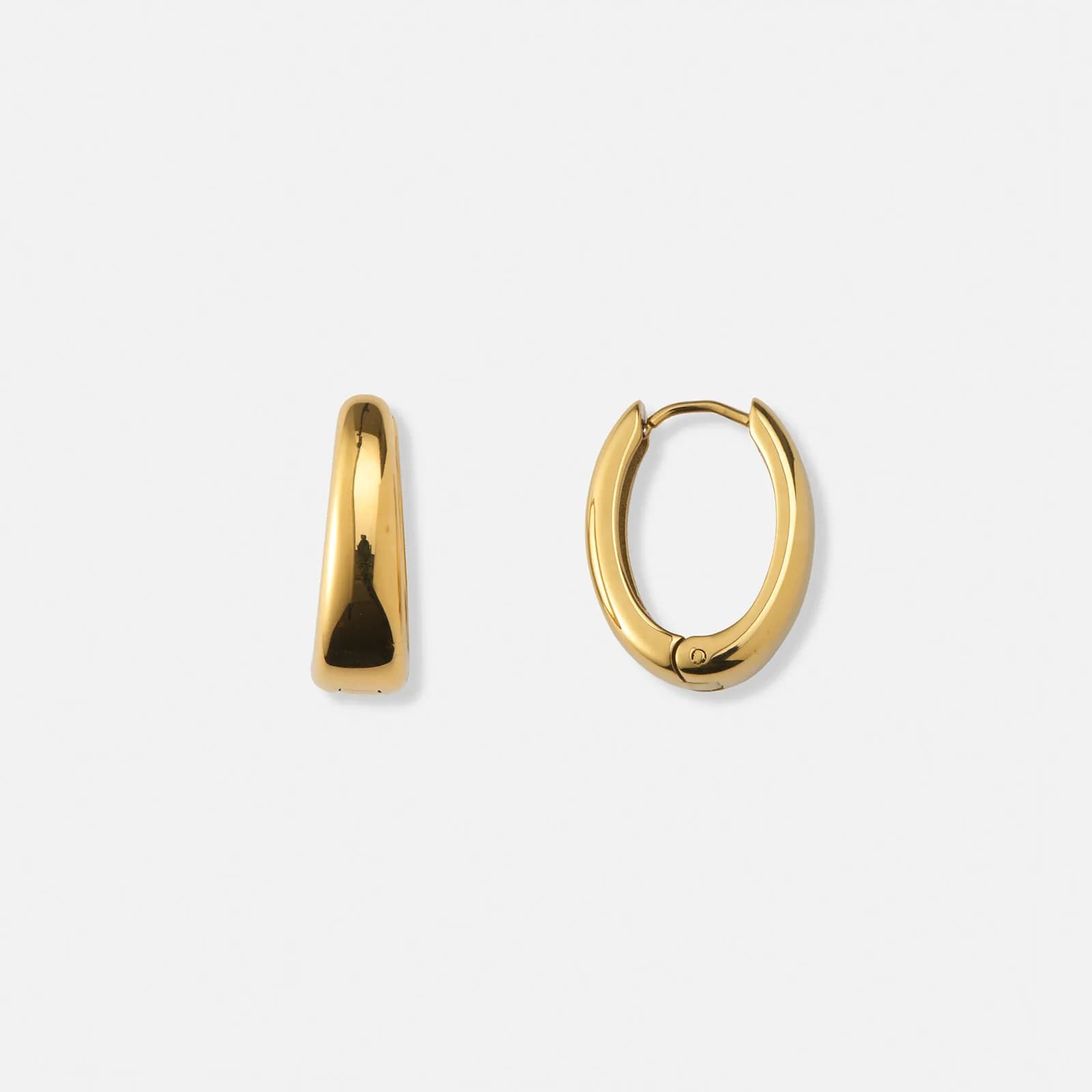 Guldpläterade stålörhängen, ovala docerade hoops - 19x15mm