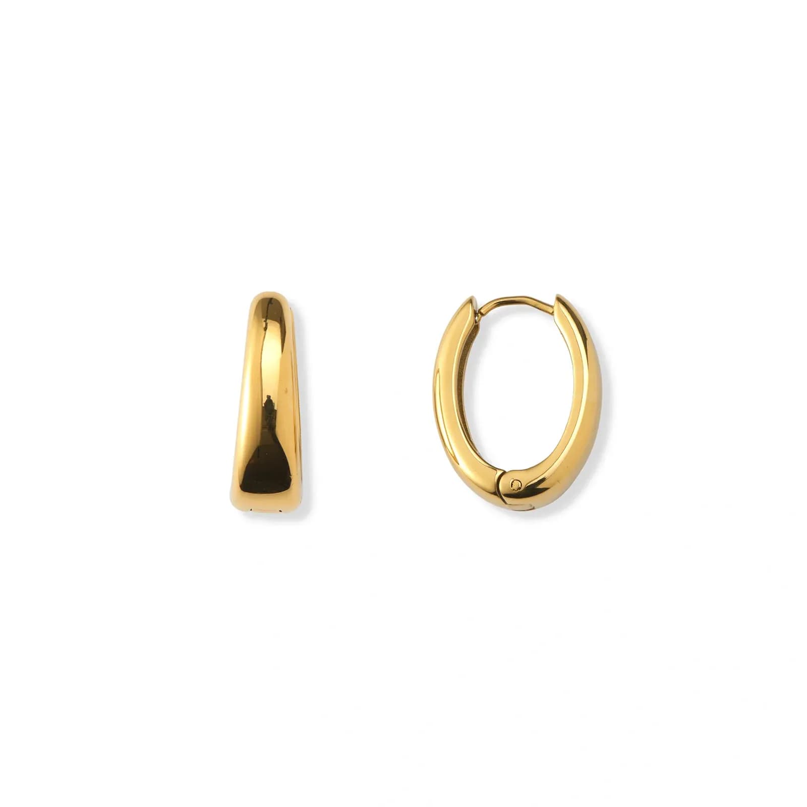 Guldpläterade stålörhängen, ovala docerade hoops - 19x15mm