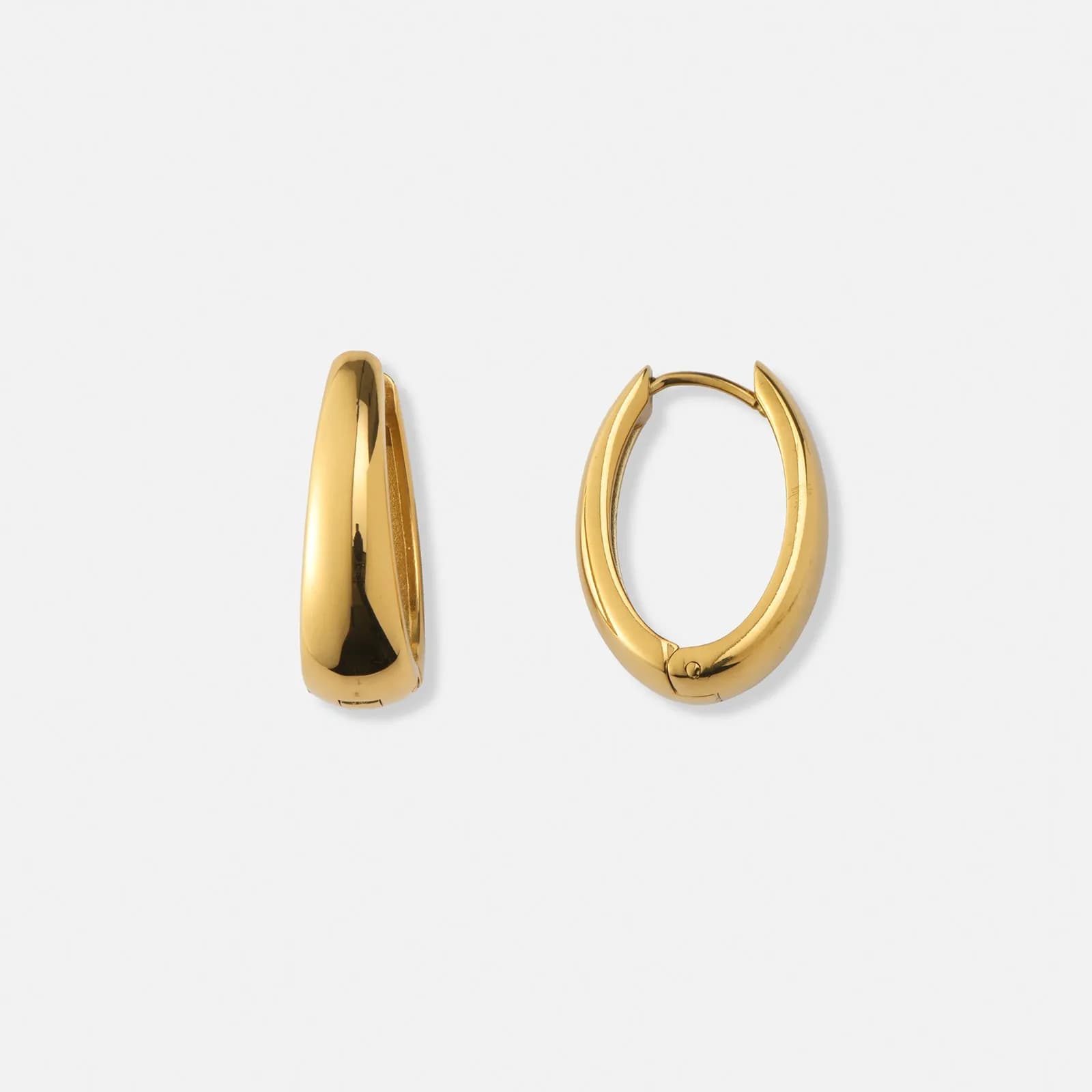 Guldpläterade stålörhängen, ovala docerade hoops - 22x17mm