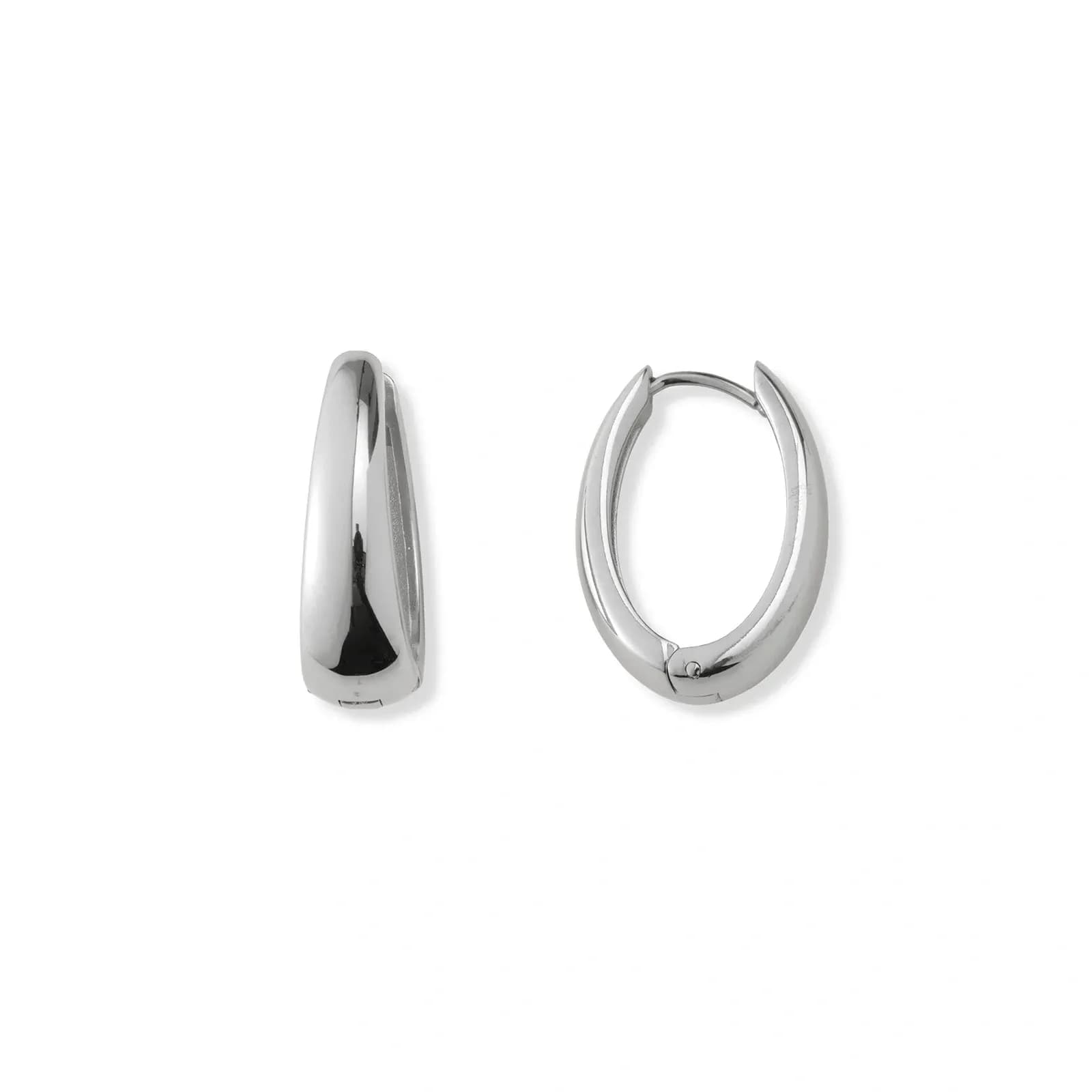 Stålörhängen, ovala docerade hoops - 22x17mm