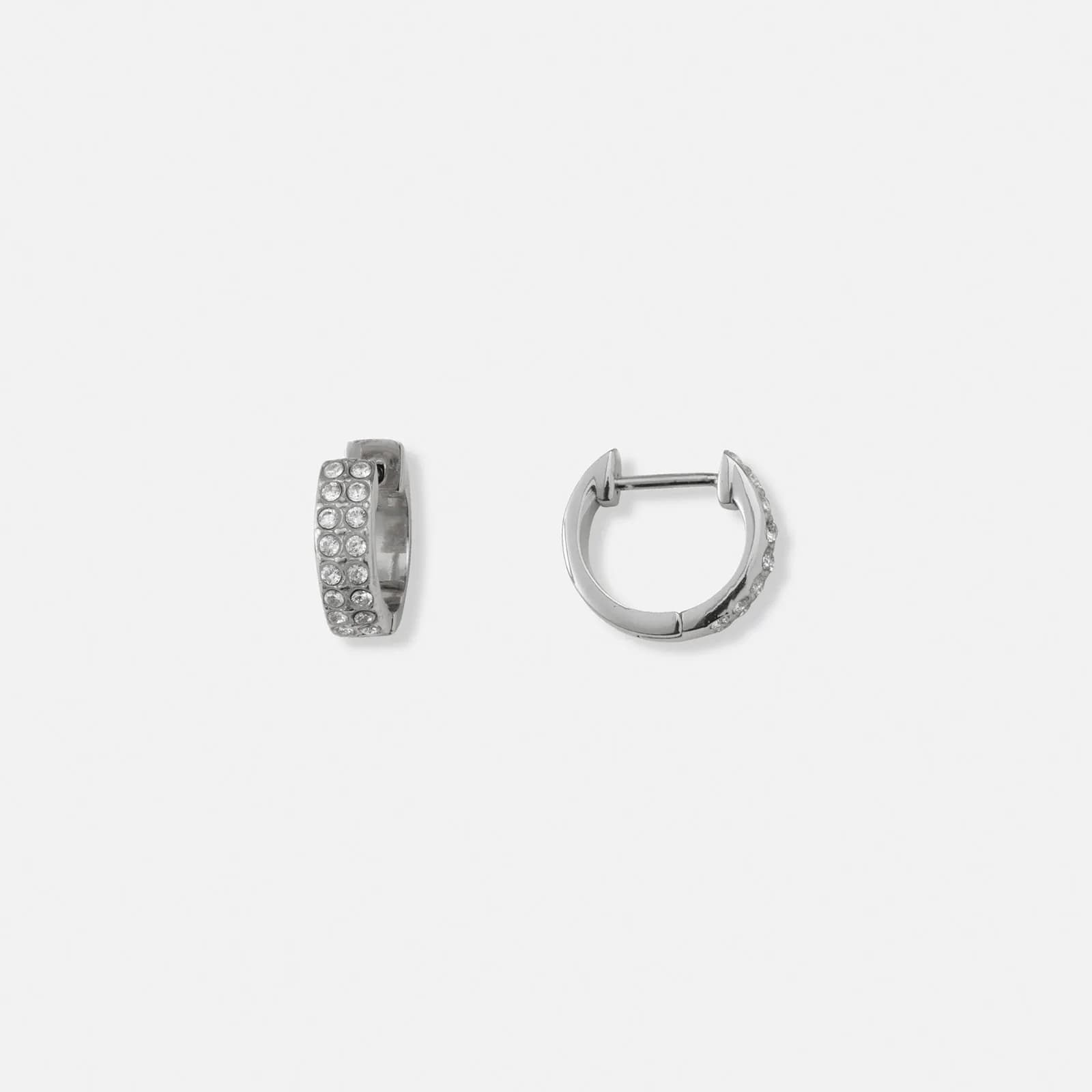 Stålörhängen, hoops med 2 rader Kubisk Zirkonia - 14mm