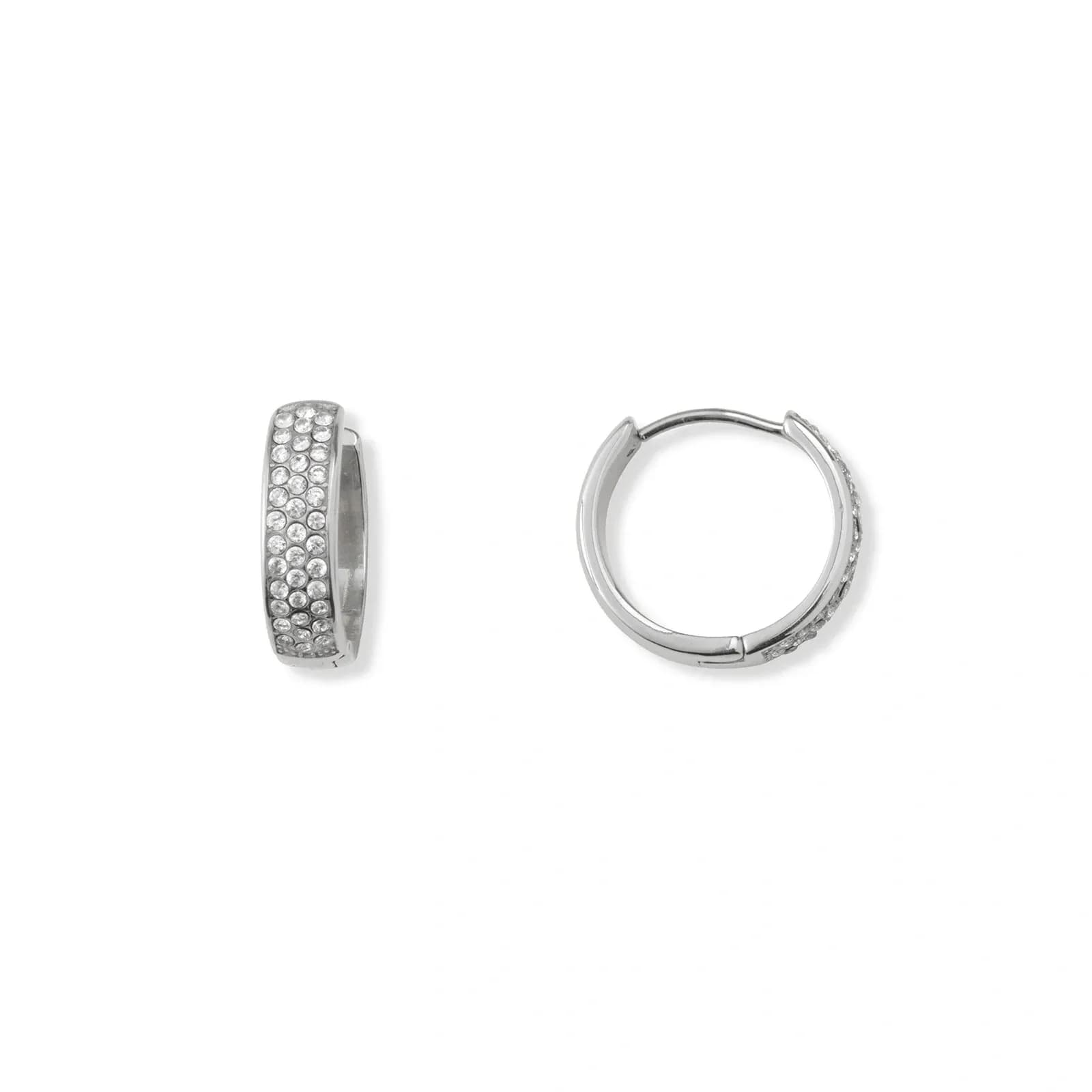 Stålörhängen, hoops med 3 rader Kubisk Zirkonia - 18mm