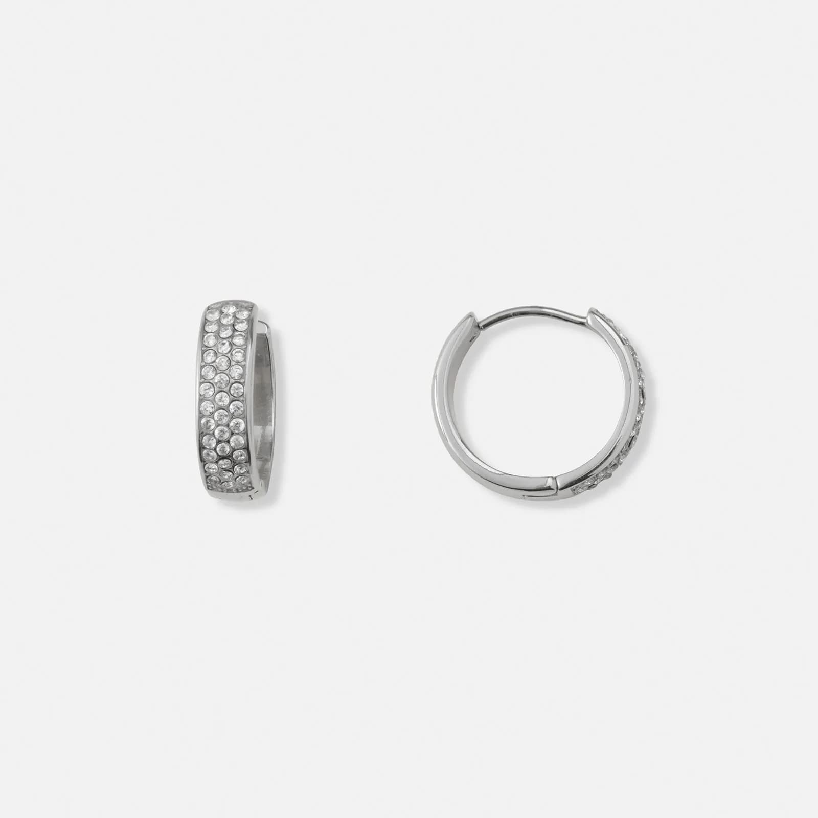 Stålörhängen, hoops med 3 rader Kubisk Zirkonia - 18mm