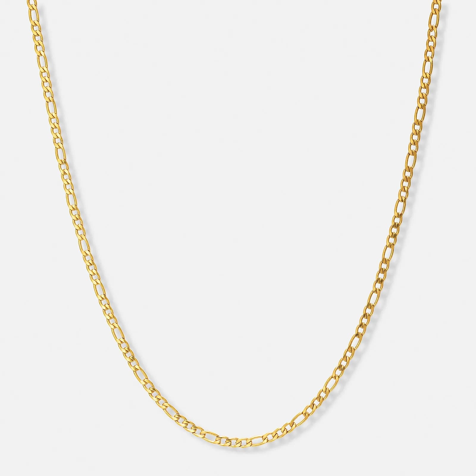 Guldpläterat stålhalsband figarolänk 3mm