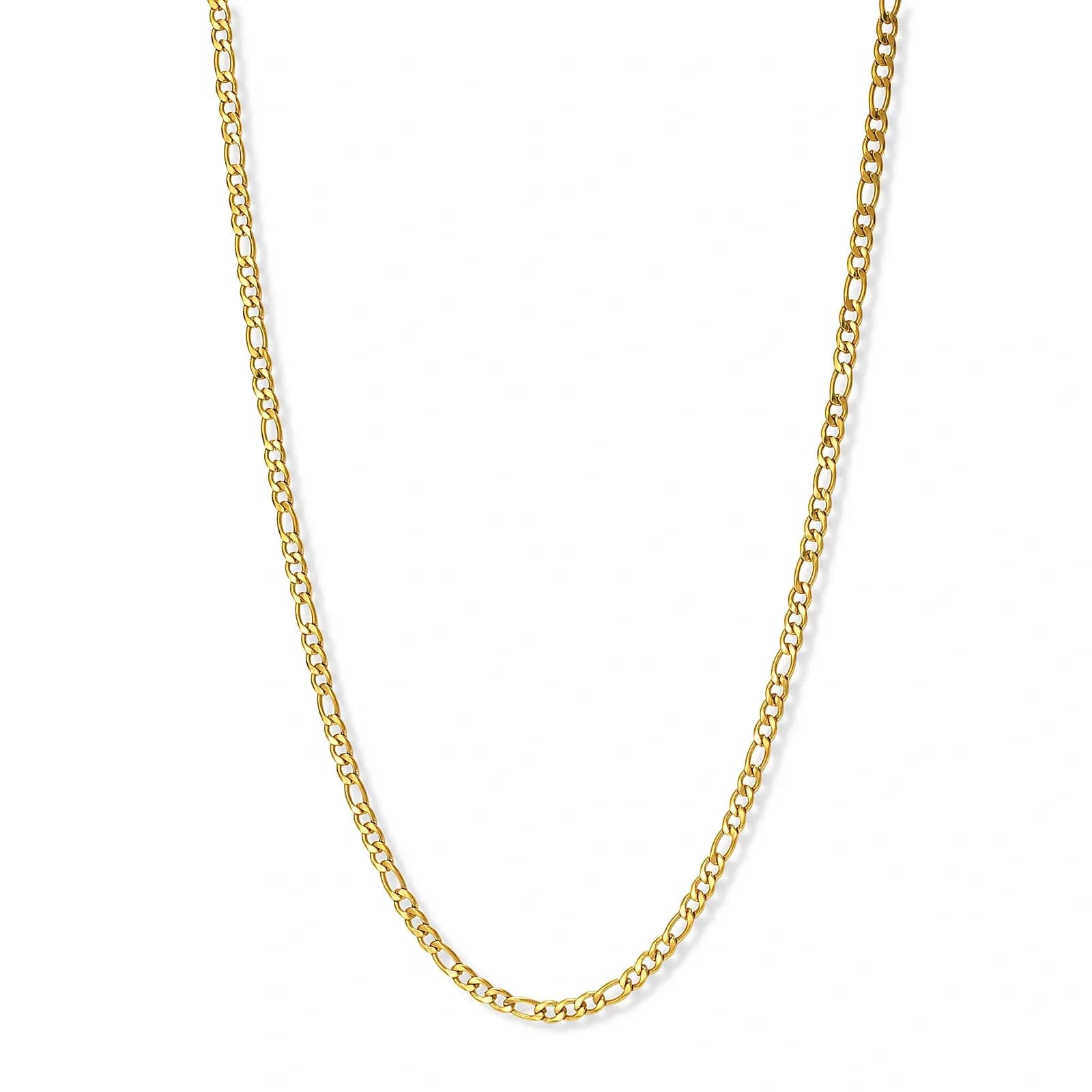 Guldpläterat stålhalsband figarolänk 4mm