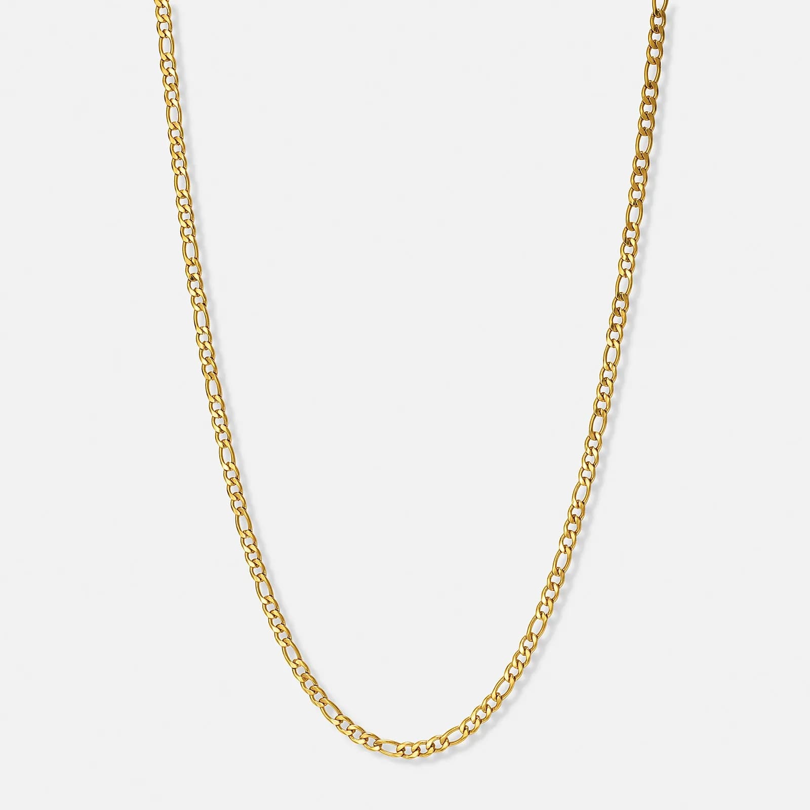 Guldpläterat stålhalsband figarolänk 4mm
